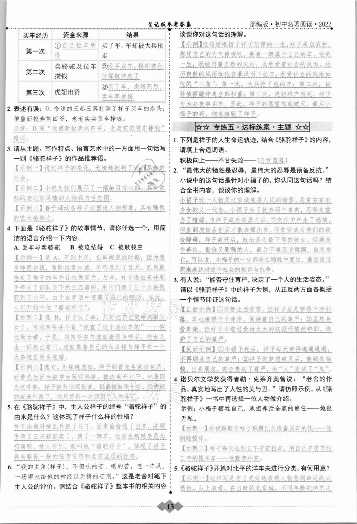 2021年達標學案名著解讀一點通九年級語文人教版浙江專版 參考答案第12頁