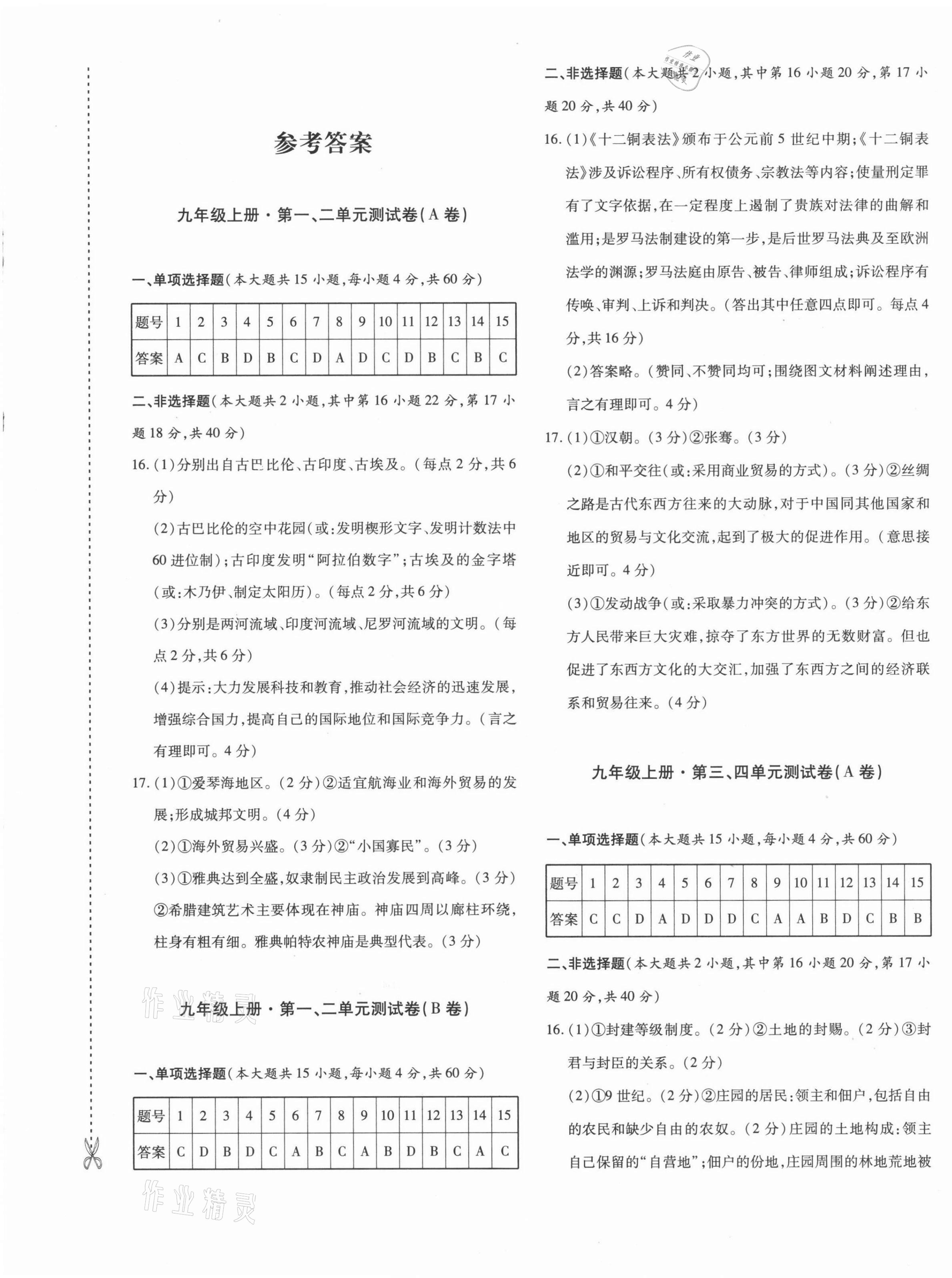 2021年优学1+1评价与测试九年级历史全一册人教版 第1页