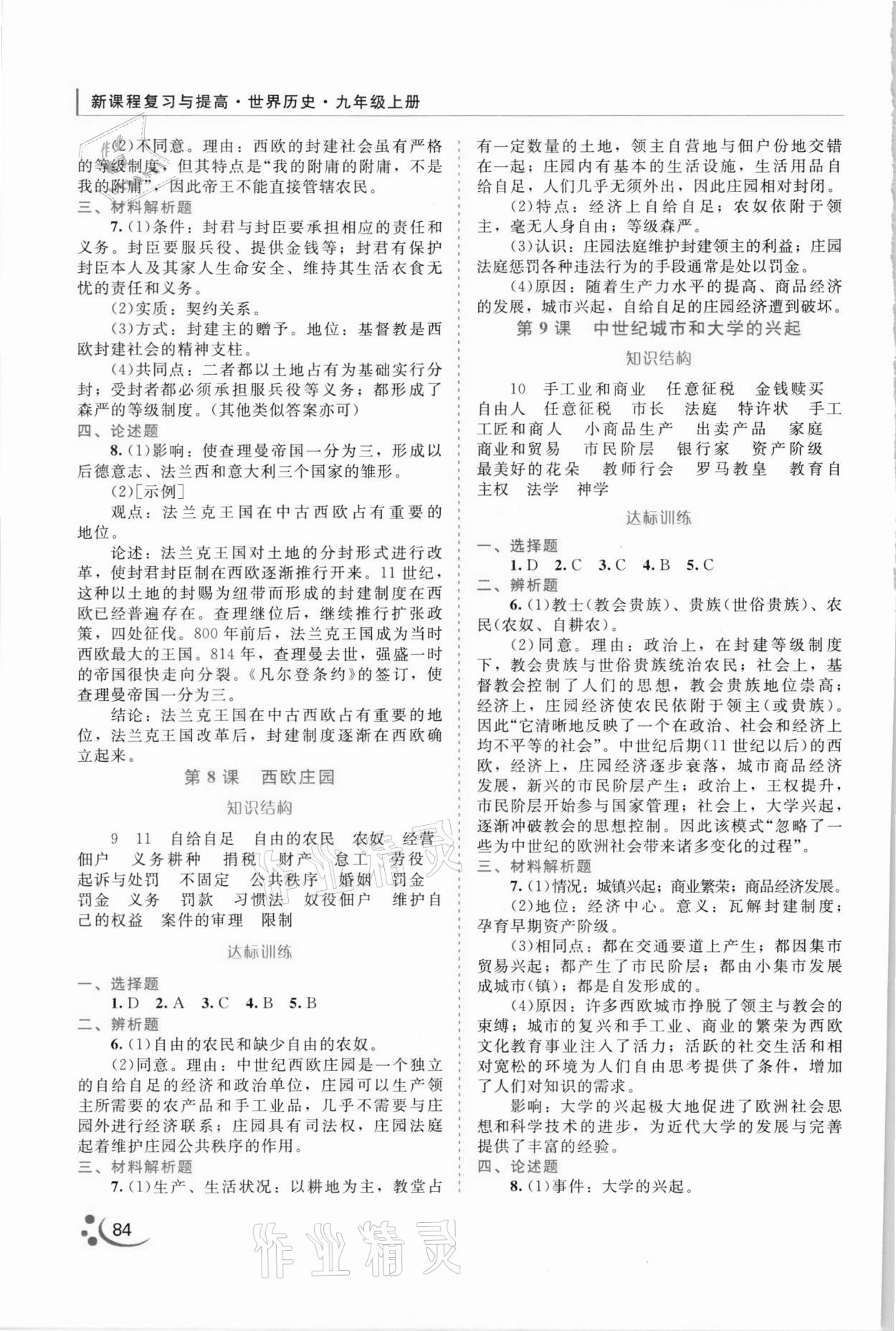 2021年新課程復(fù)習(xí)與提高九年級歷史上冊人教版 參考答案第3頁