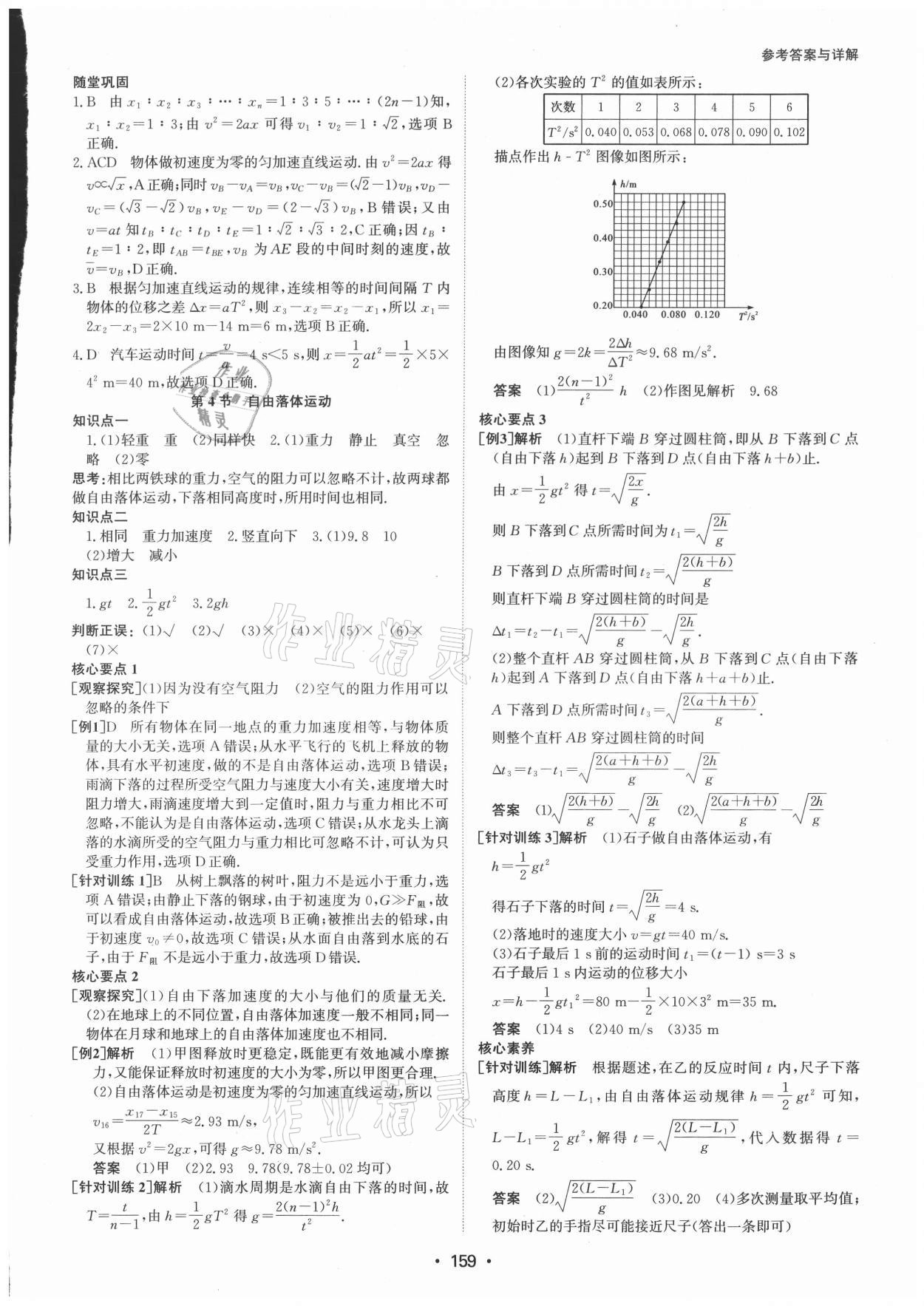 2021年系统集成新课程同步导学练测高中物理必修第一册人教版 参考答案第9页