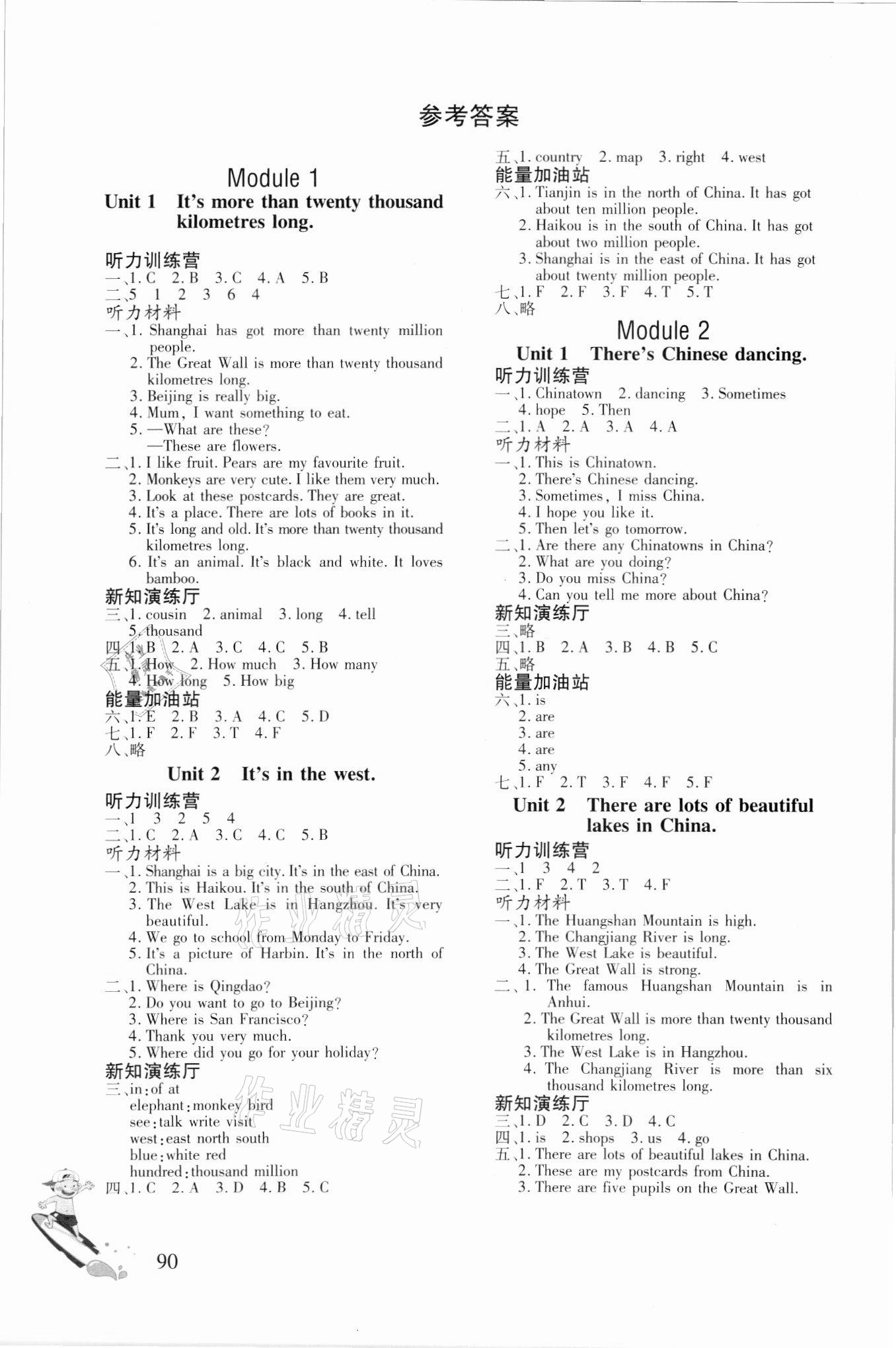 2021年英語同步練習(xí)冊六年級上冊外研社版文心出版社 參考答案第1頁