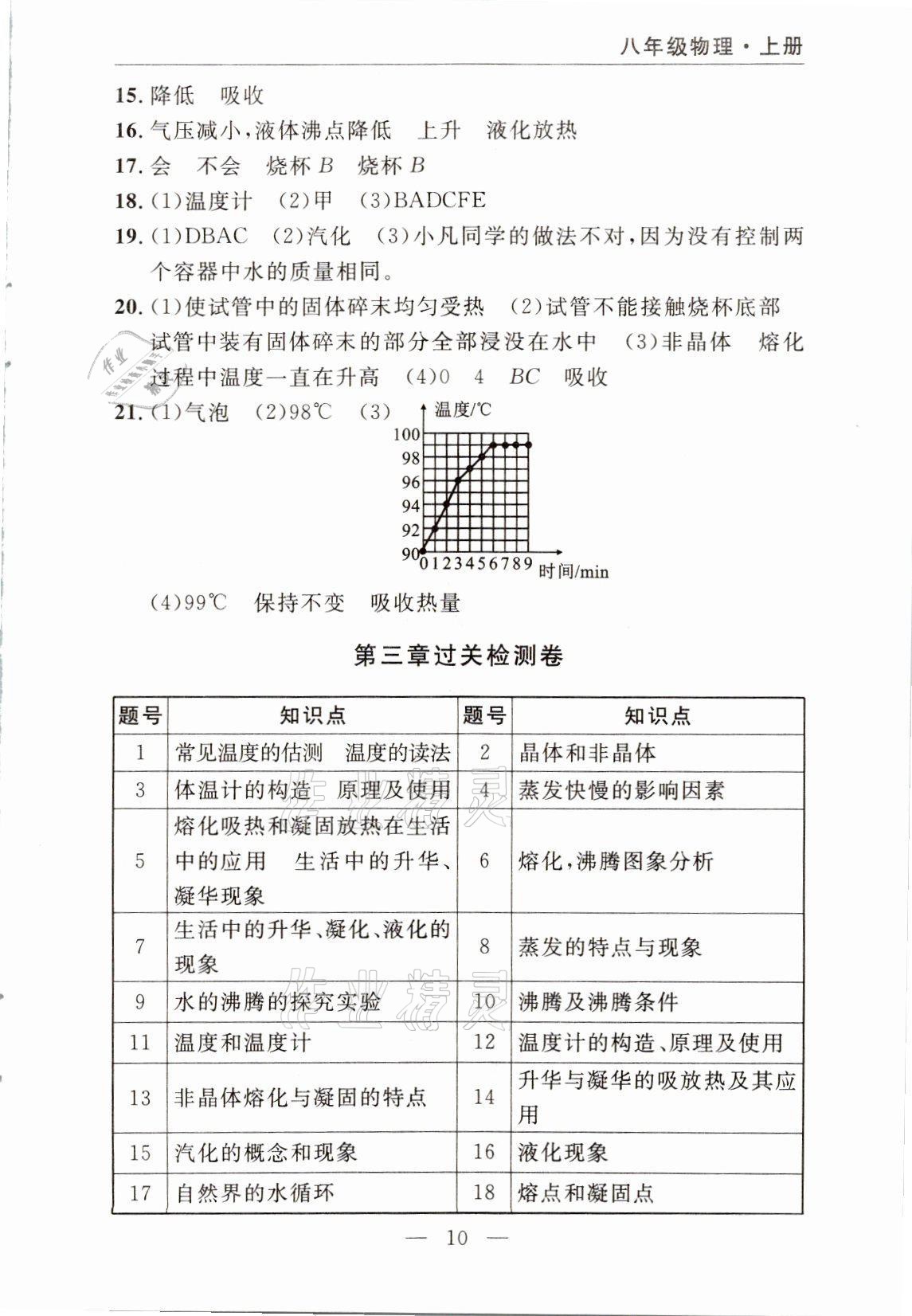 2021年智慧课堂密卷100分单元过关检测八年级物理上册人教版十堰专版 参考答案第10页