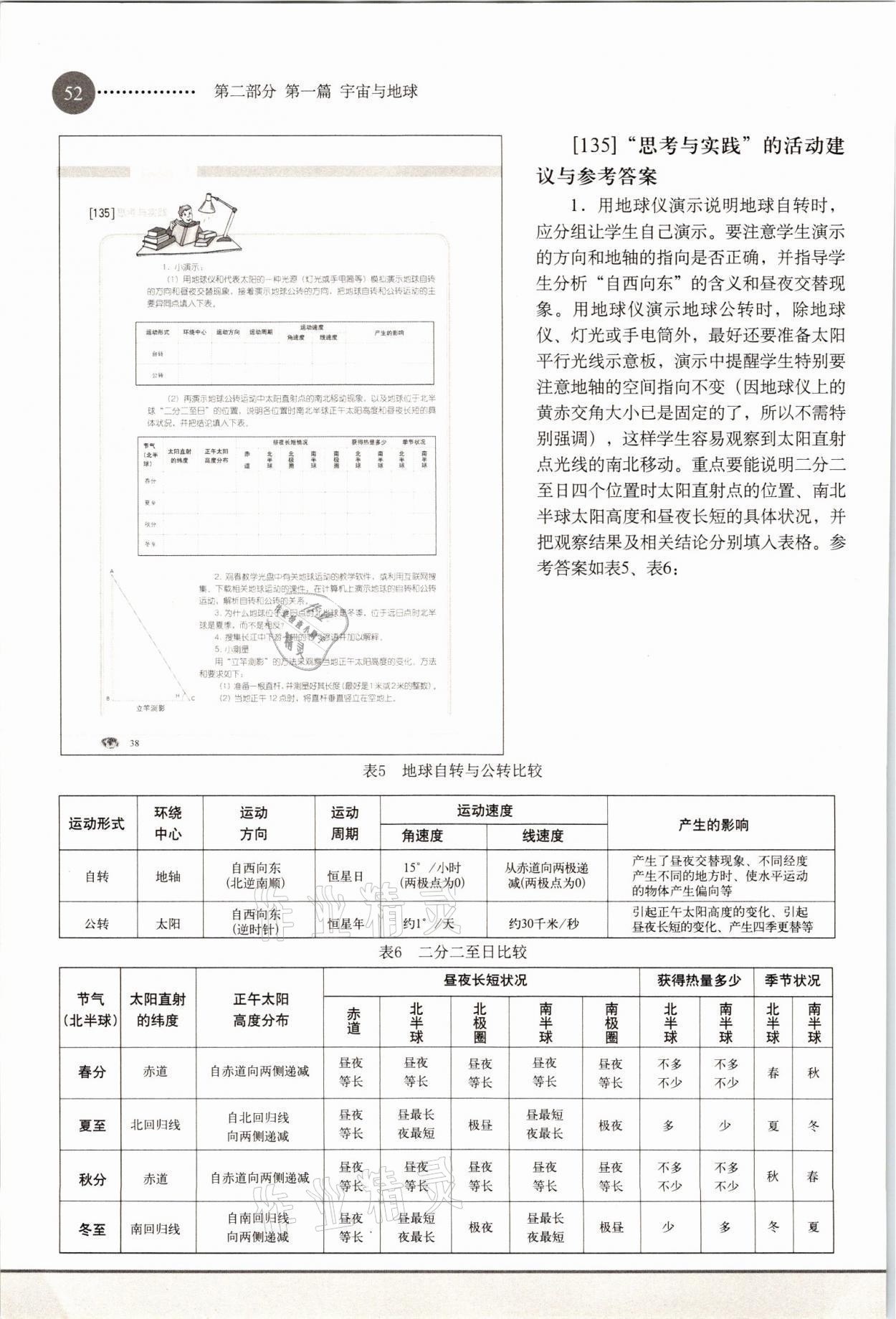 2021年教材課本高中地理必修1滬教版 參考答案第52頁