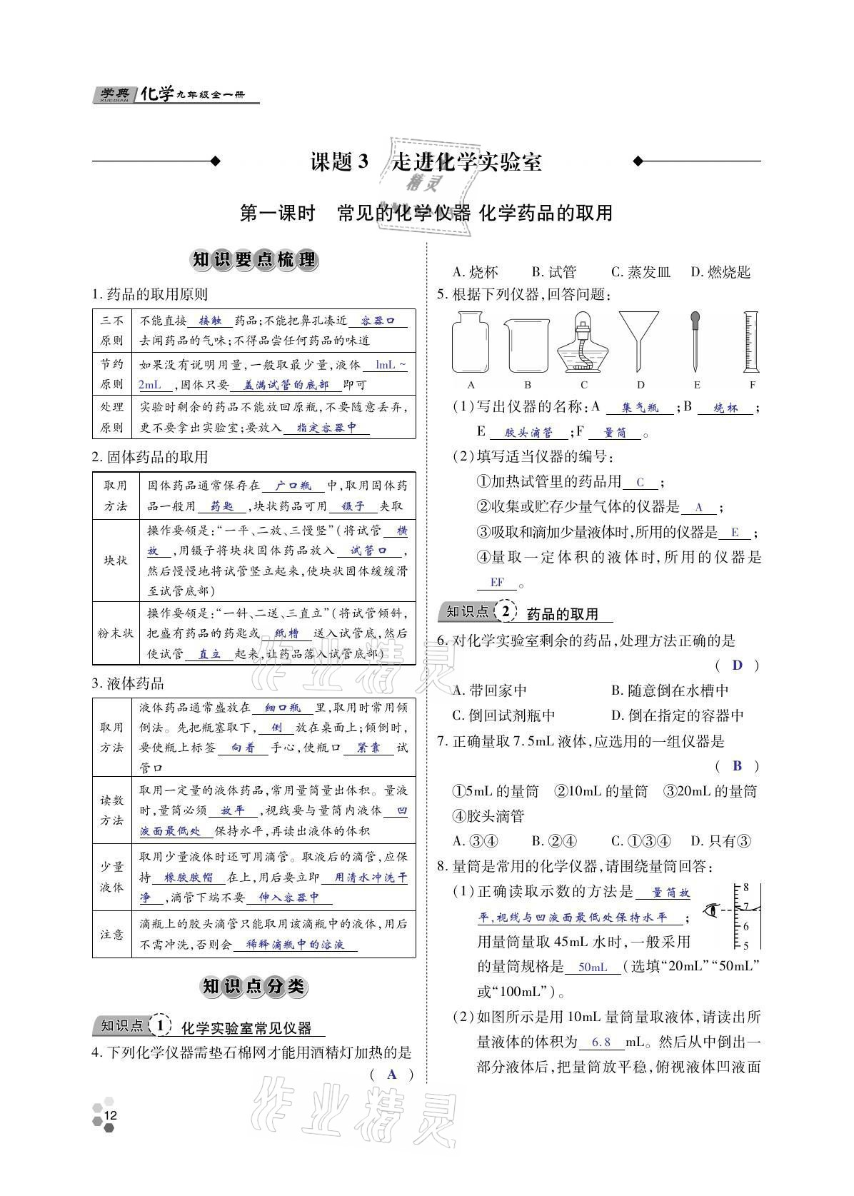 2021年學(xué)典四川九年級(jí)化學(xué)全一冊(cè)人教版 參考答案第11頁