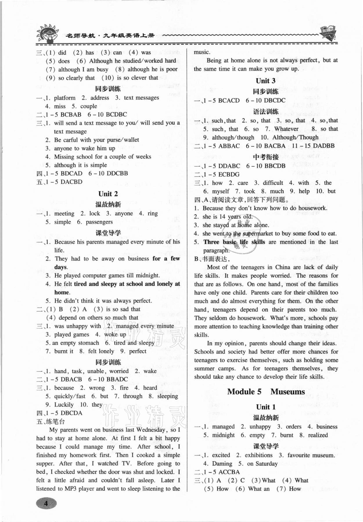 2021年名師導(dǎo)航同步練與測(cè)九年級(jí)英語(yǔ)上冊(cè)外研版廣東專版 第4頁(yè)