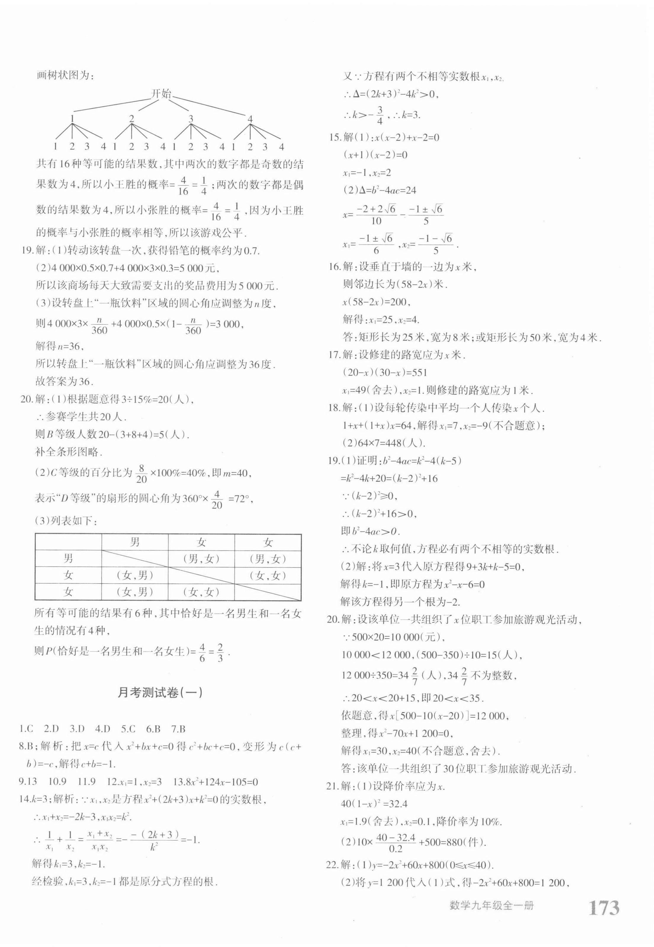 2021年優(yōu)學(xué)1+1評價(jià)與測試九年級數(shù)學(xué)全一冊人教版 參考答案第18頁