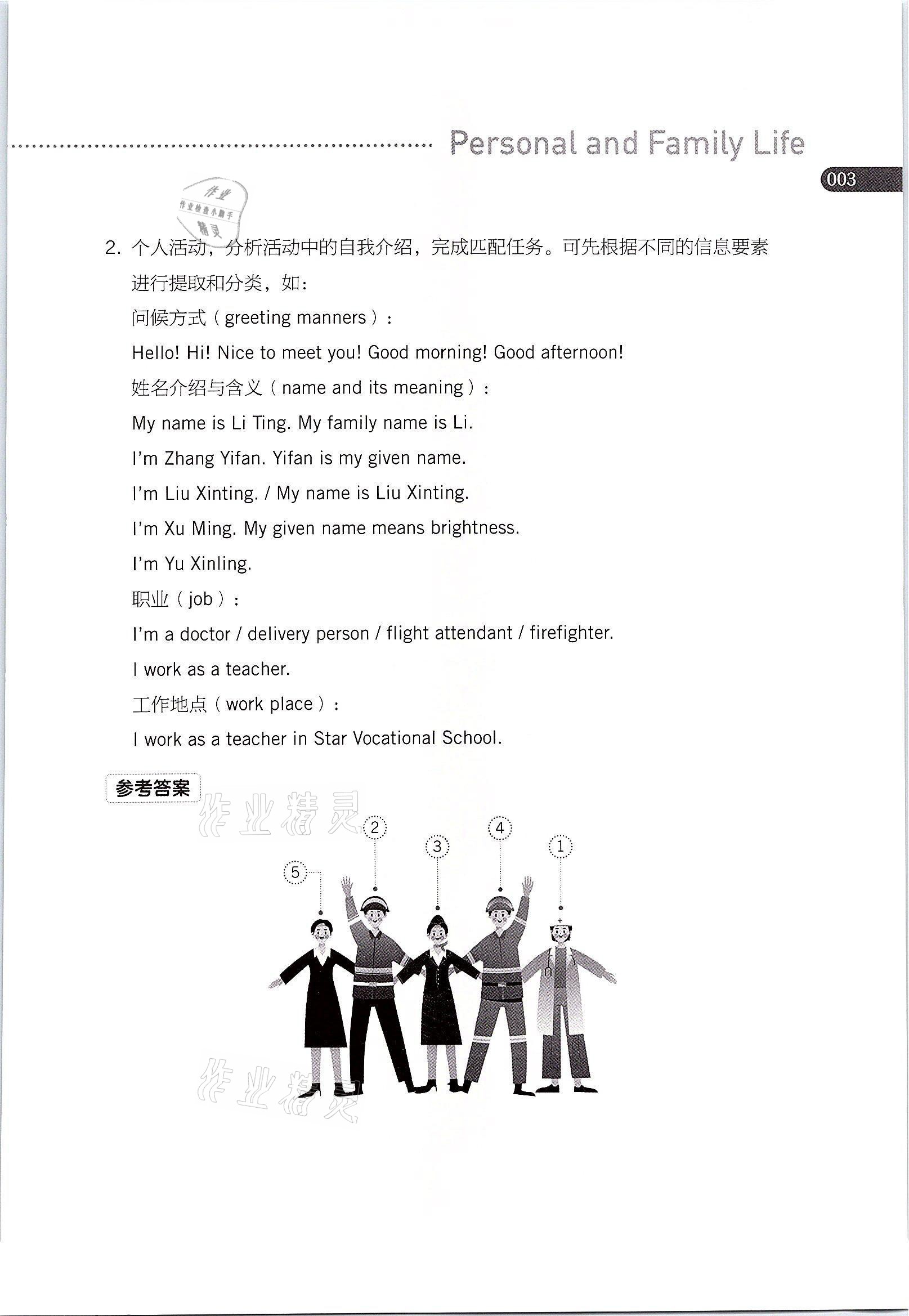 2021年英語基礎模塊上冊人教版&nbsp;參考答案第3頁