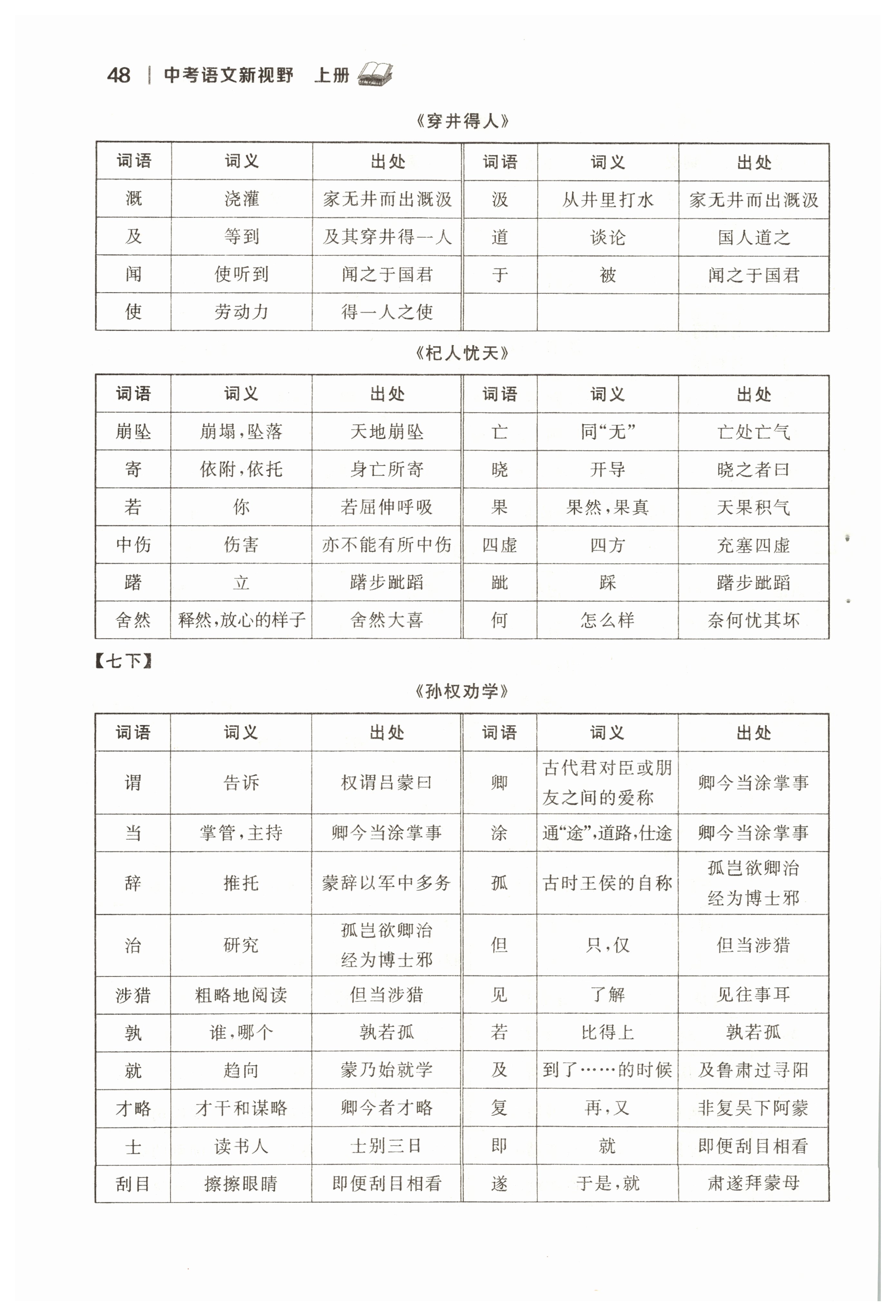 2022年中考新视野九年级语文上册中考用书人教版 参考答案第48页