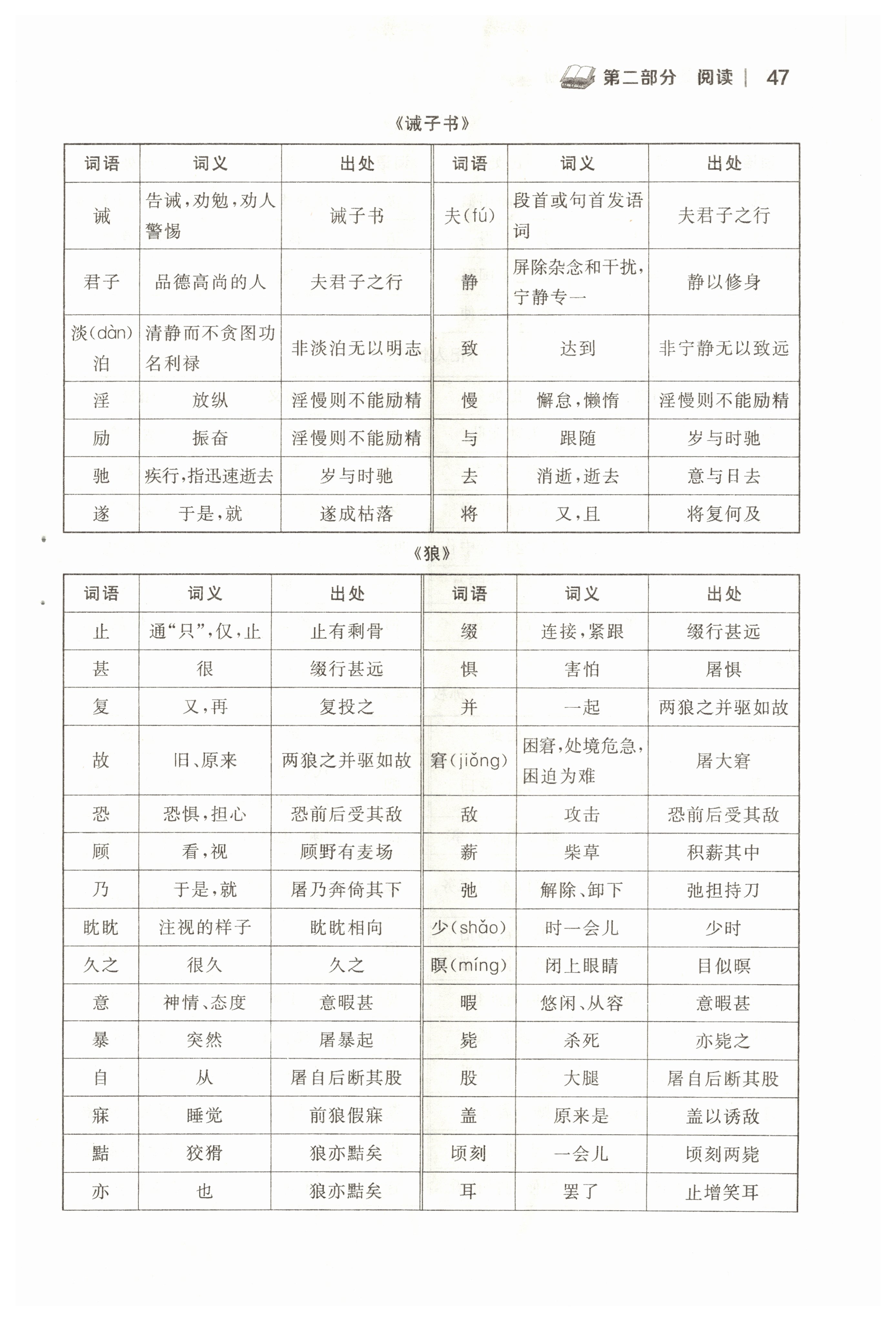 2022年中考新视野九年级语文上册中考用书人教版 参考答案第47页