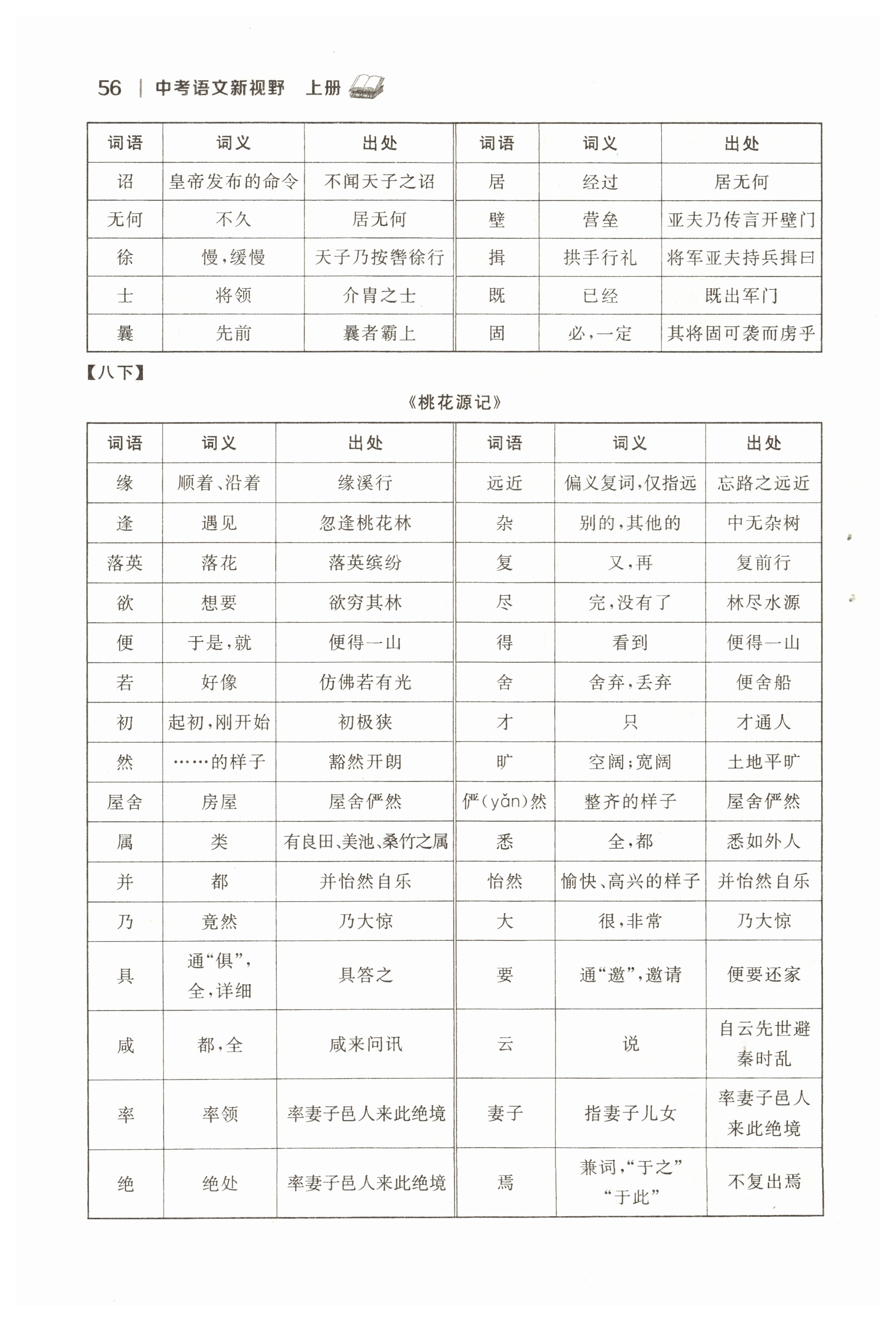 2022年中考新视野九年级语文上册中考用书人教版 参考答案第56页