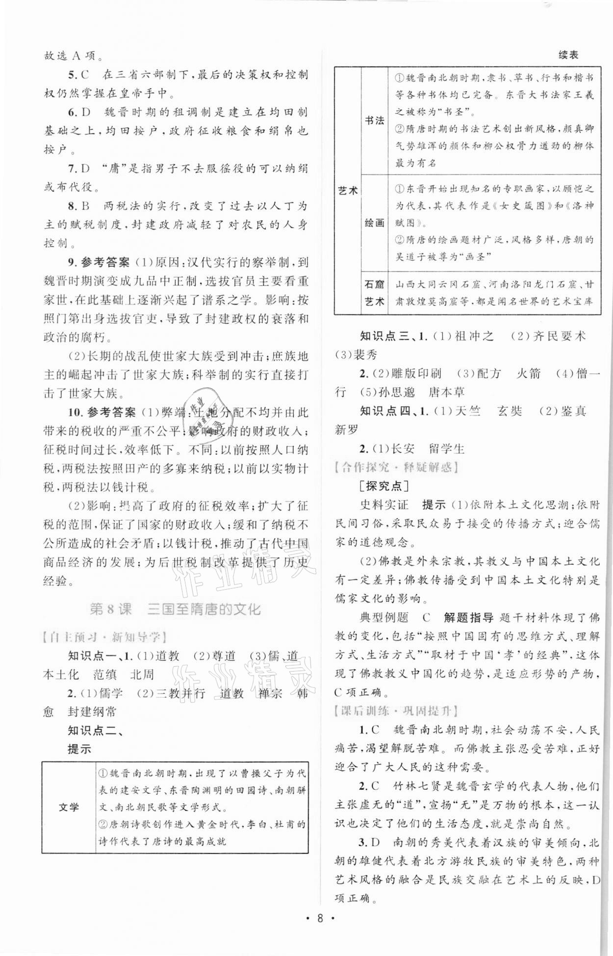 2021年高中同步測控優(yōu)化設(shè)計(jì)歷史必修中外歷史綱要上增強(qiáng)版 參考答案第7頁