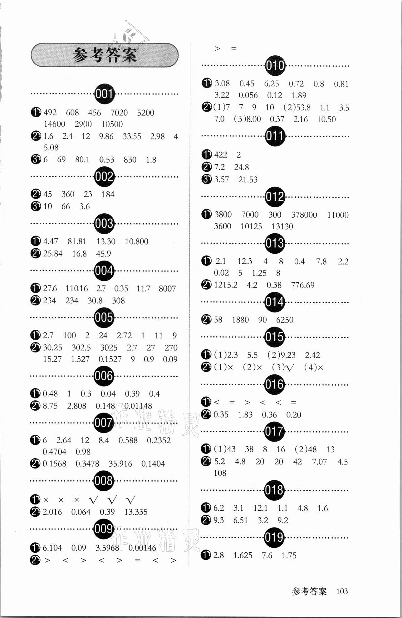 2021年開(kāi)心口算題卡五年級(jí)數(shù)學(xué)上冊(cè)人教版 第1頁(yè)