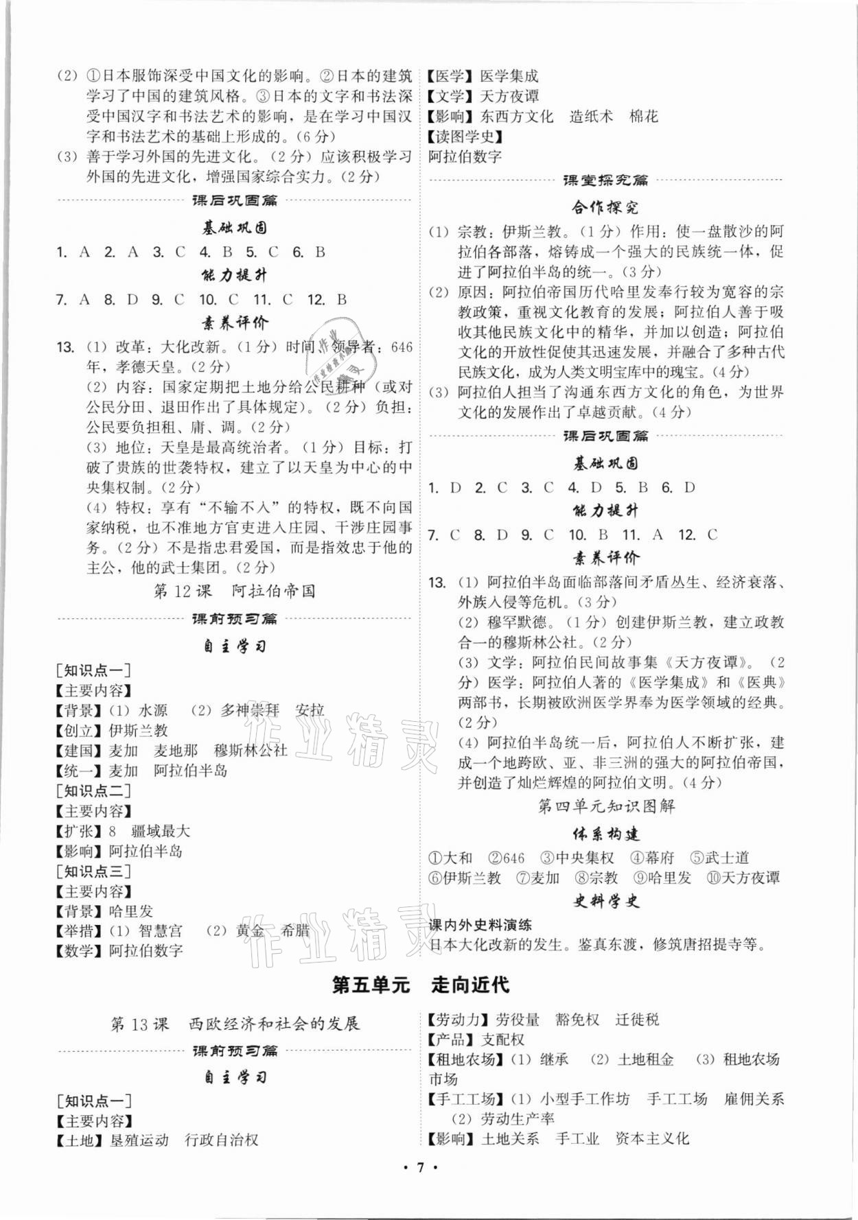 2021年精準同步九年級歷史全一冊人教版廣州專版 第7頁