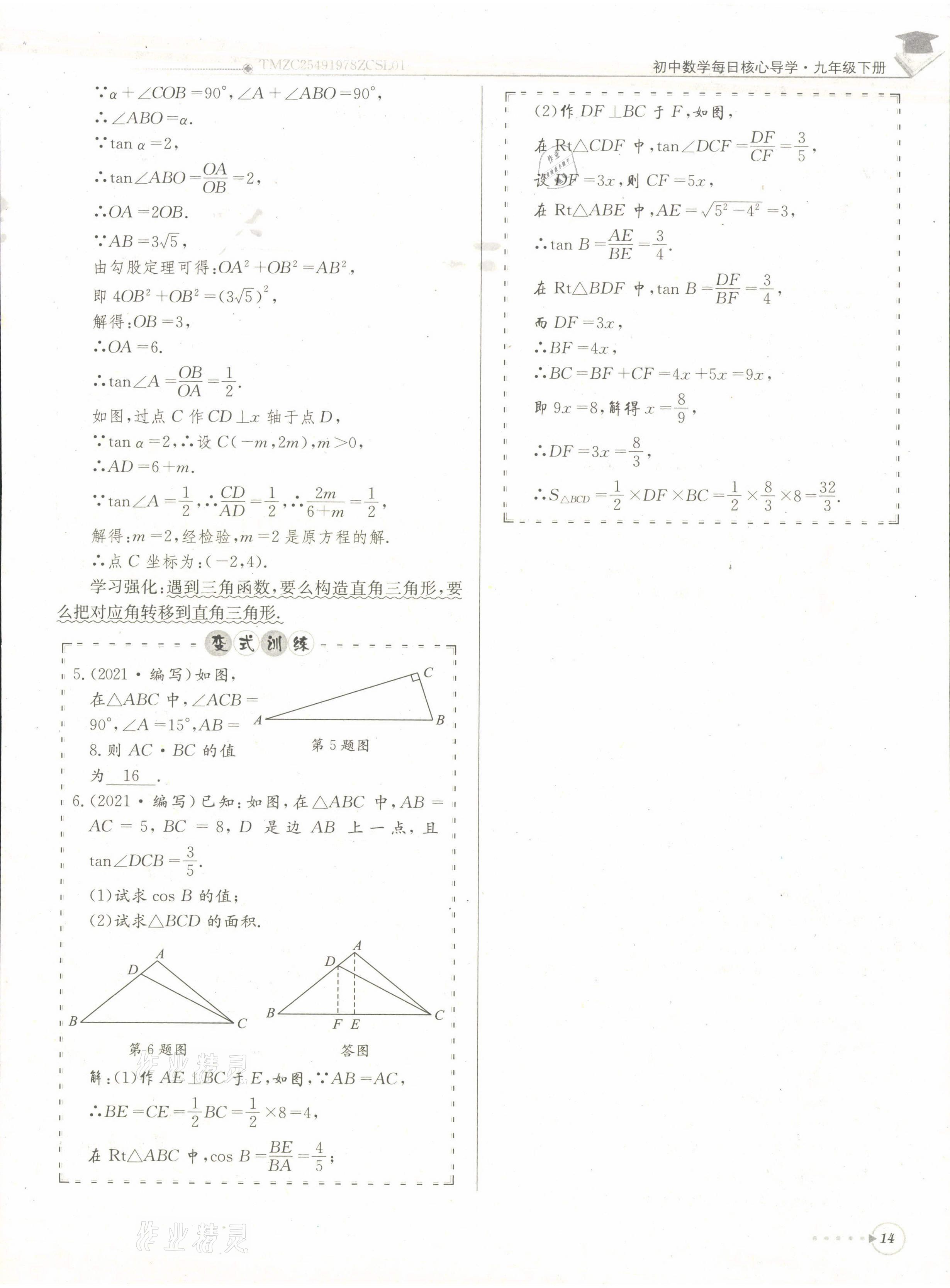 2022年每日核心導學九年級數(shù)學下冊北師大版 第14頁