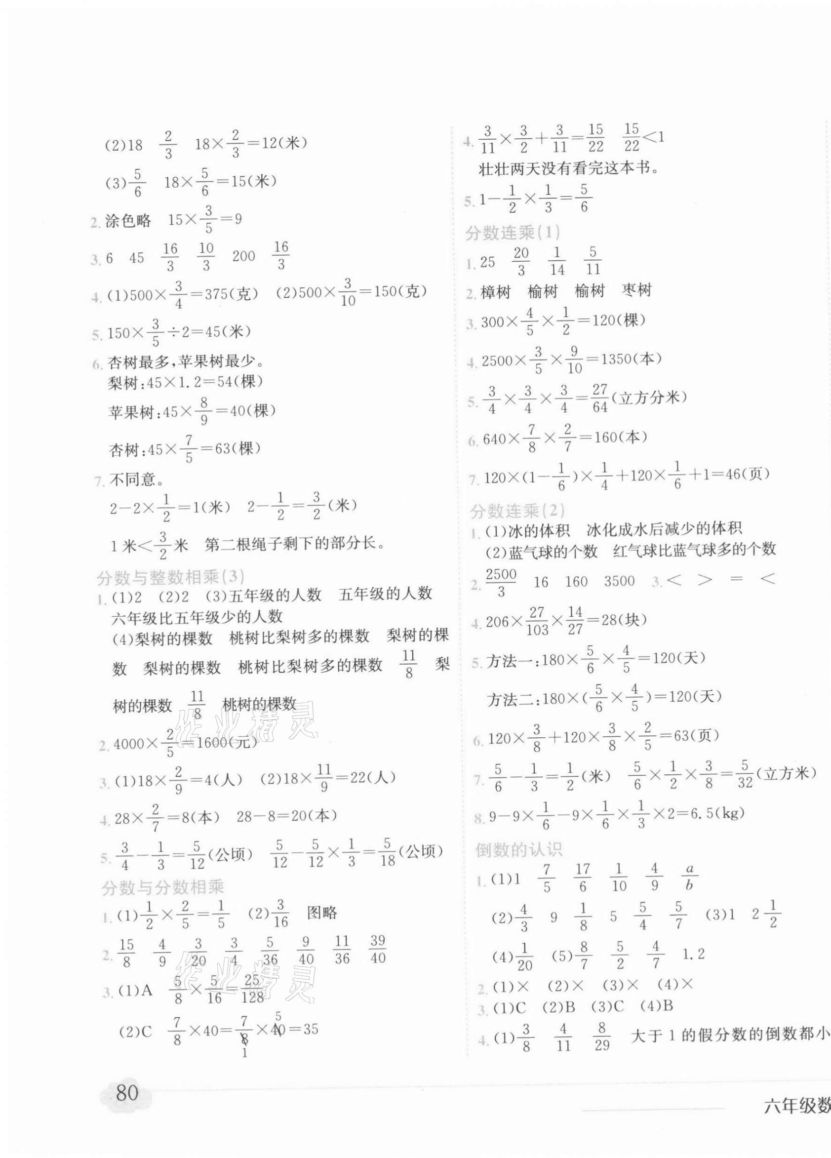 2021年黄冈小状元作业本六年级数学上册江苏版 第3页