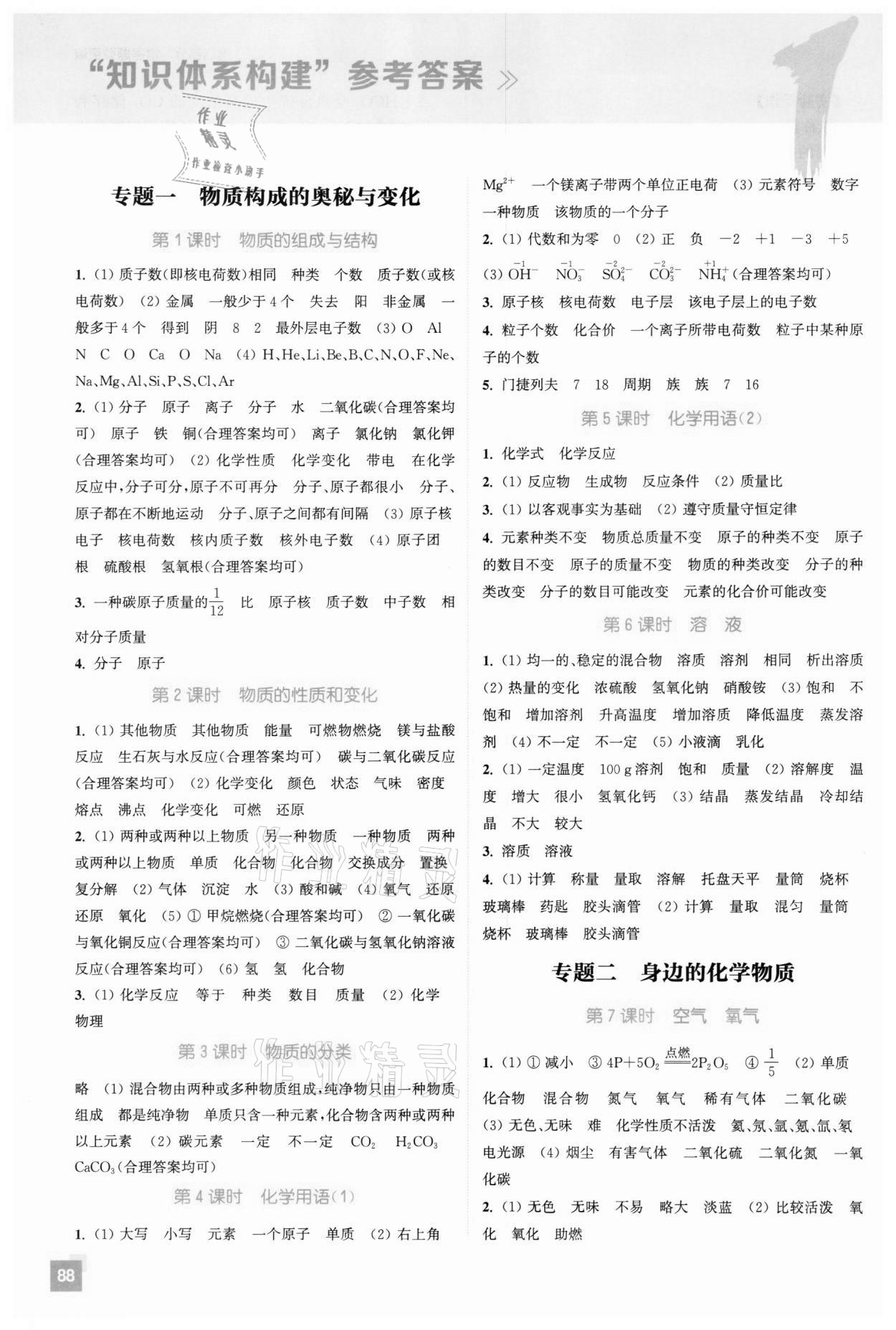 2022年通城1典中考复习方略化学人教版江苏专用 参考答案第1页