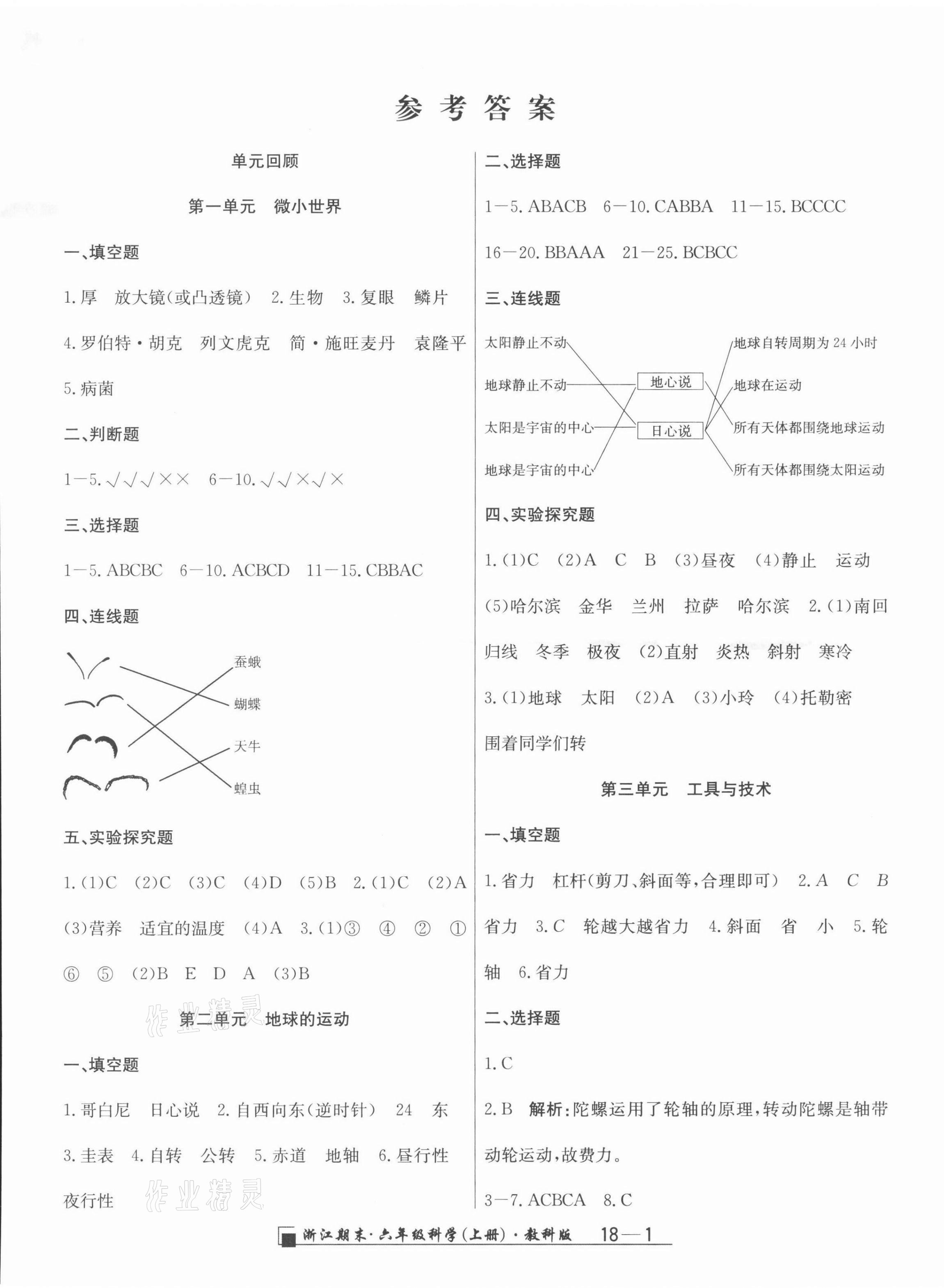 2021年勵(lì)耘書業(yè)浙江期末六年級(jí)科學(xué)上冊(cè)教科版 第1頁