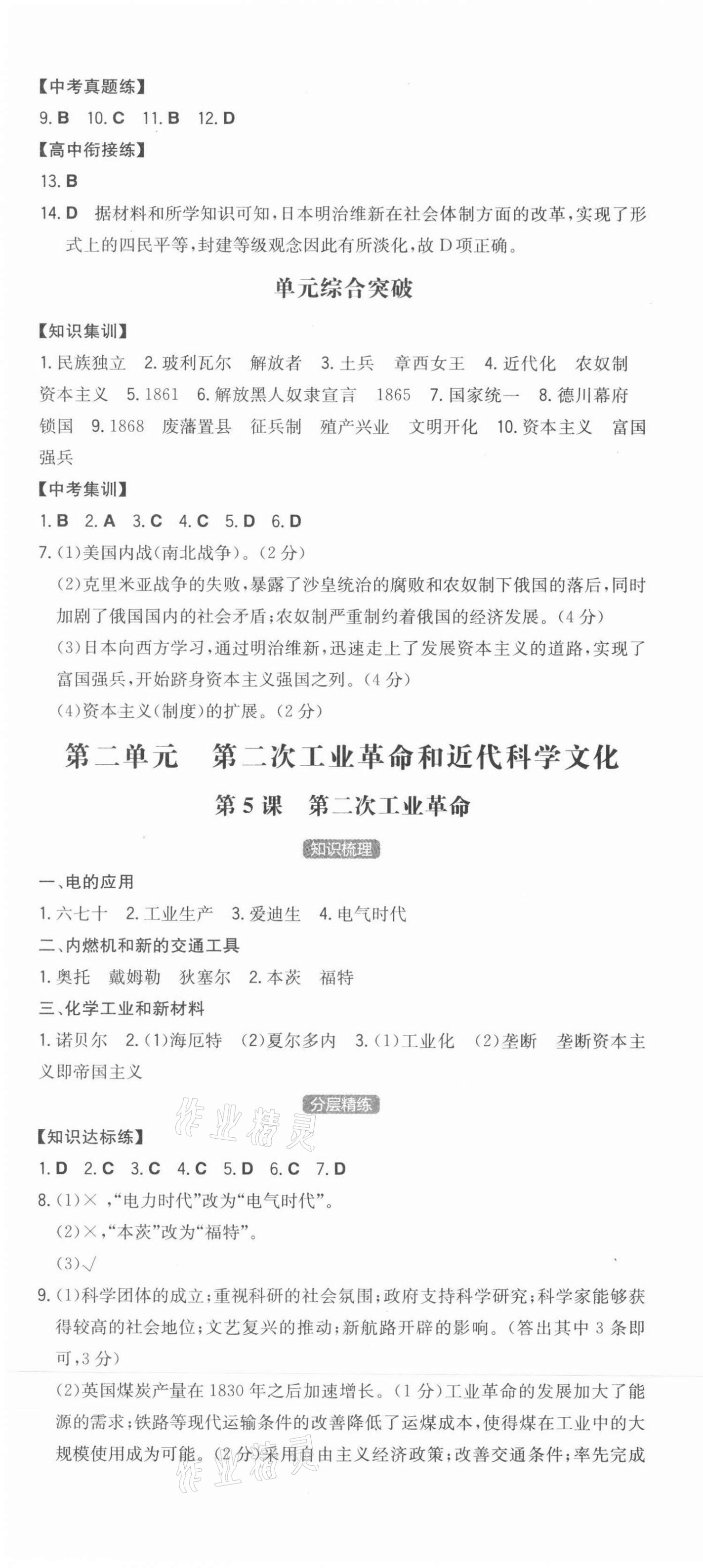 2022年一本同步訓(xùn)練初中歷史九年級(jí)下冊(cè)人教版安徽專版 第4頁