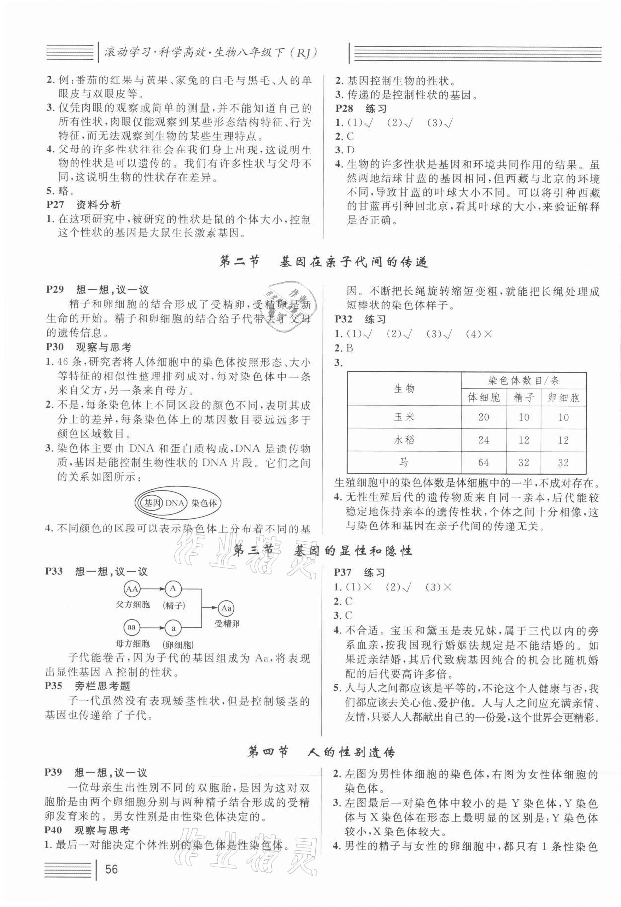 2022年名校課堂八年級(jí)生物下冊(cè)人教版黃岡孝感咸寧專版 參考答案第3頁(yè)