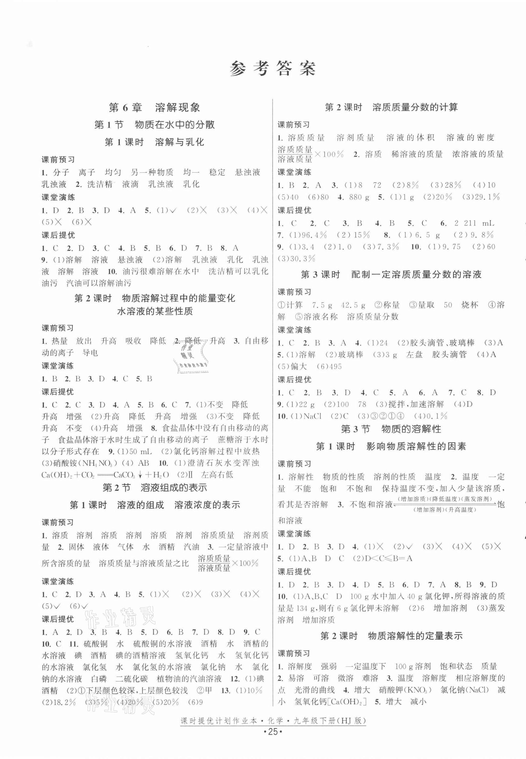 2022年課時提優(yōu)計劃作業(yè)本九年級化學(xué)下冊滬教版 第1頁