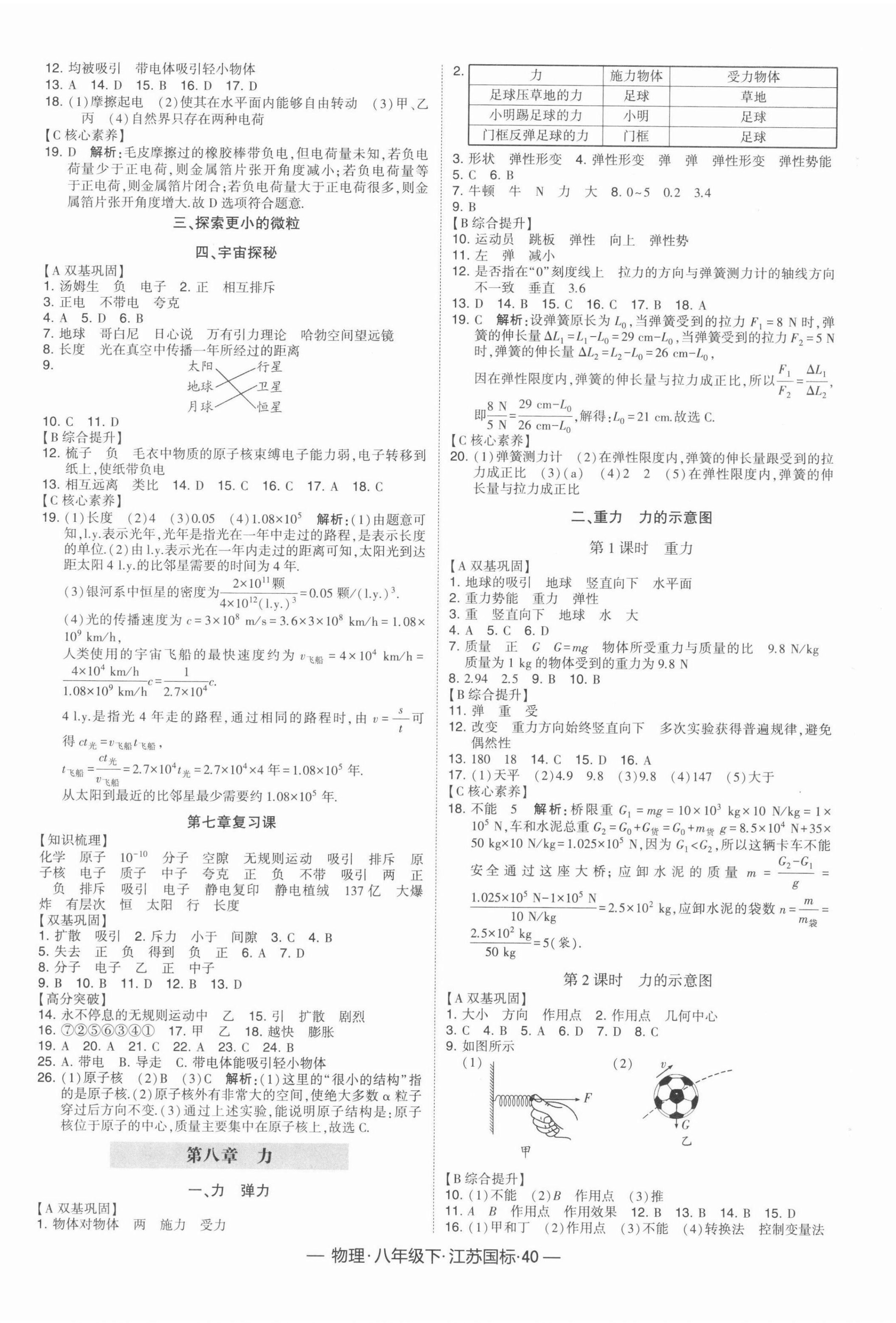 2022年學(xué)霸課時作業(yè)八年級物理下冊蘇科版 參考答案第4頁