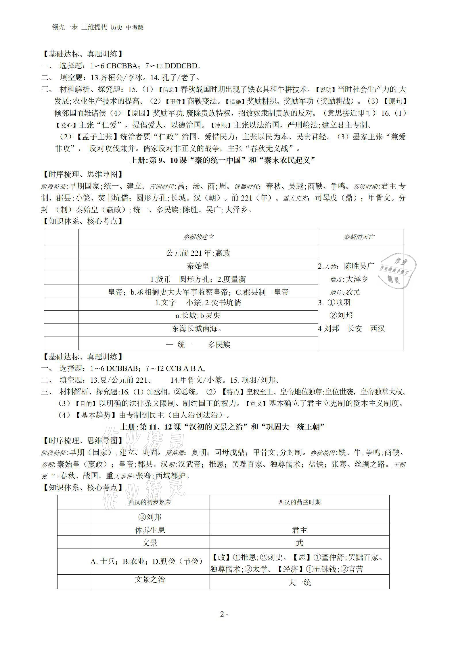 2022年領(lǐng)先一步三維提優(yōu)歷史中考版 參考答案第2頁