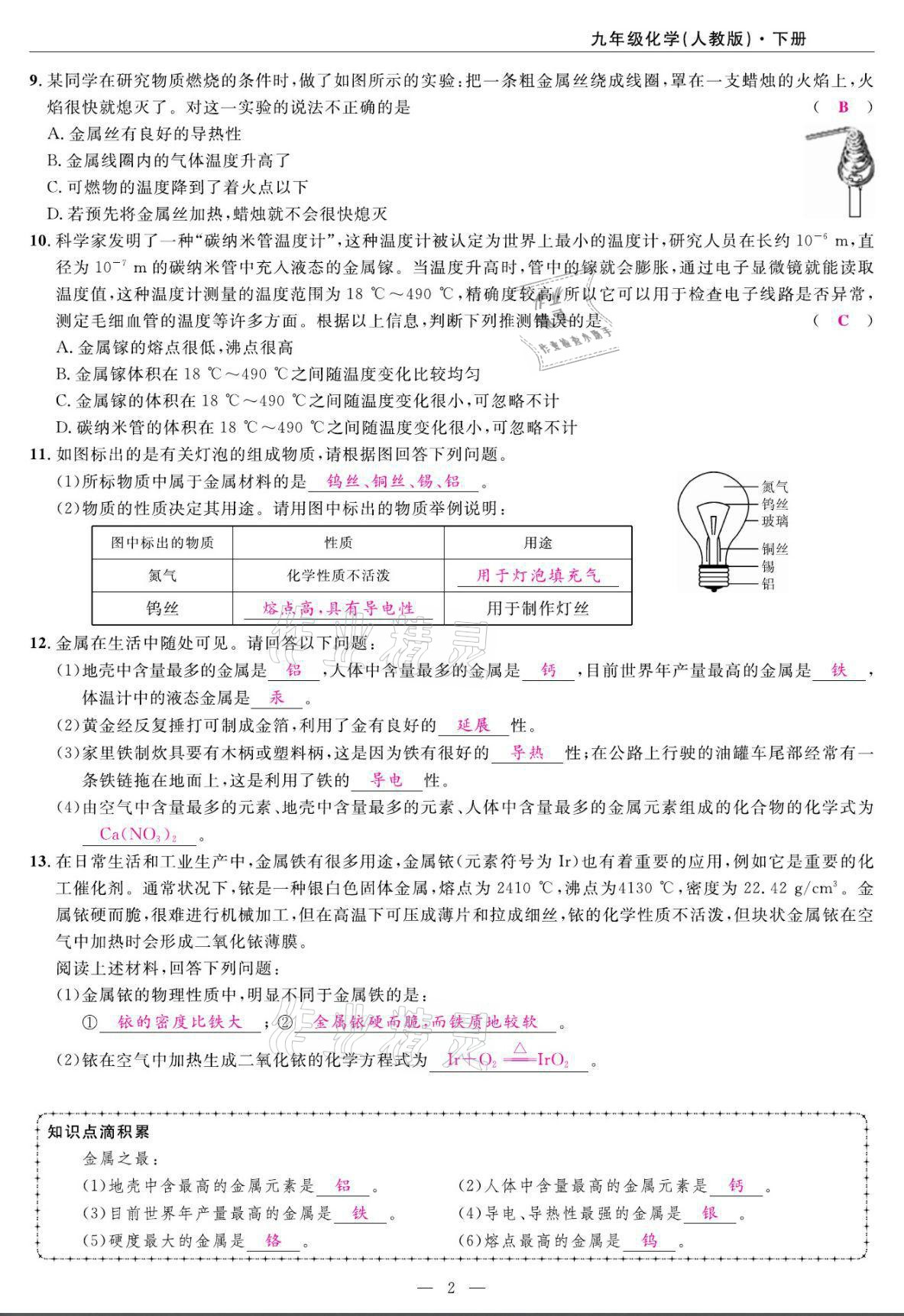 2022年高手點題九年級化學下冊人教版 第2頁
