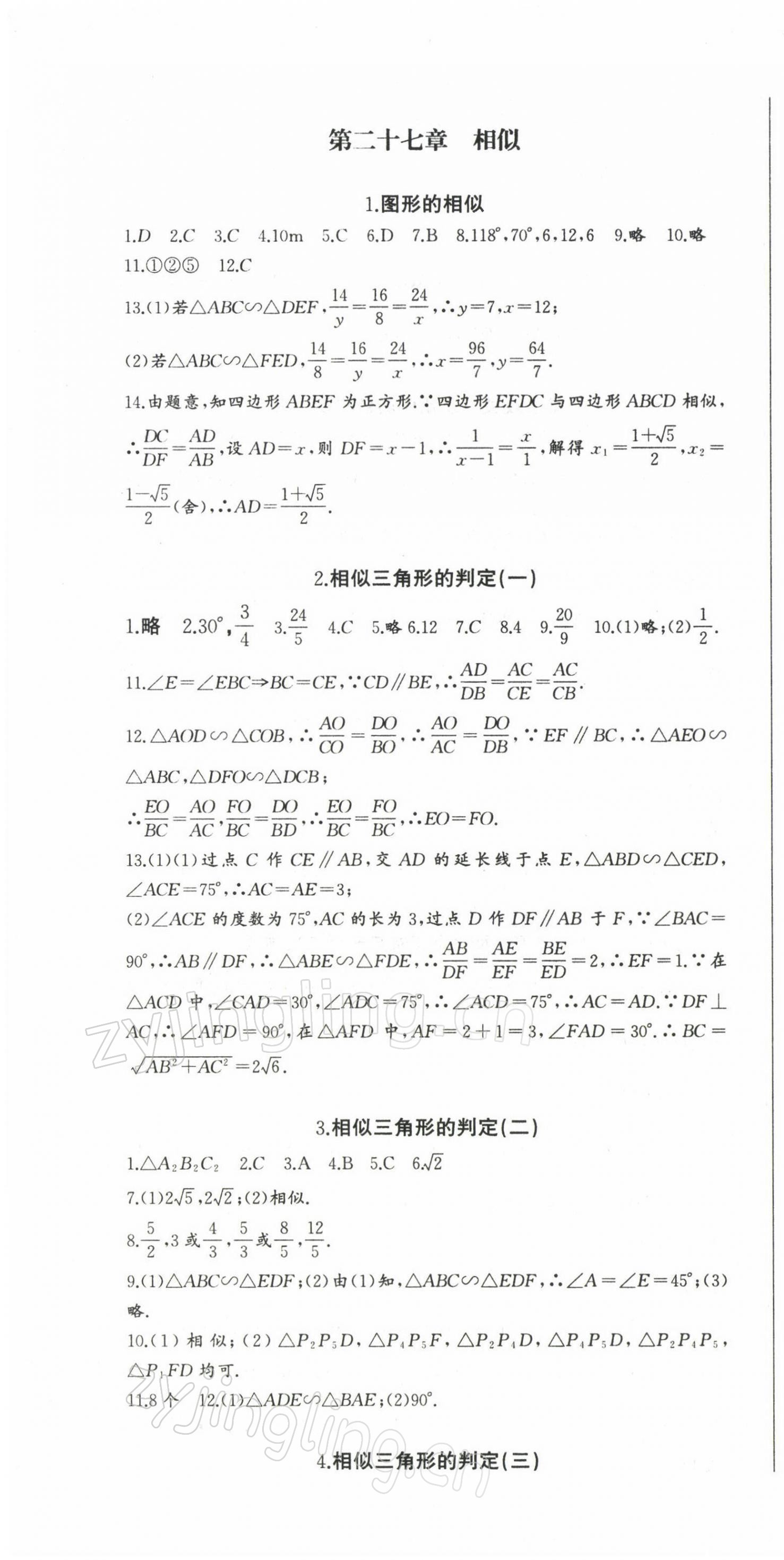 2022年思維新觀察九年級數學下冊人教版 參考答案第10頁