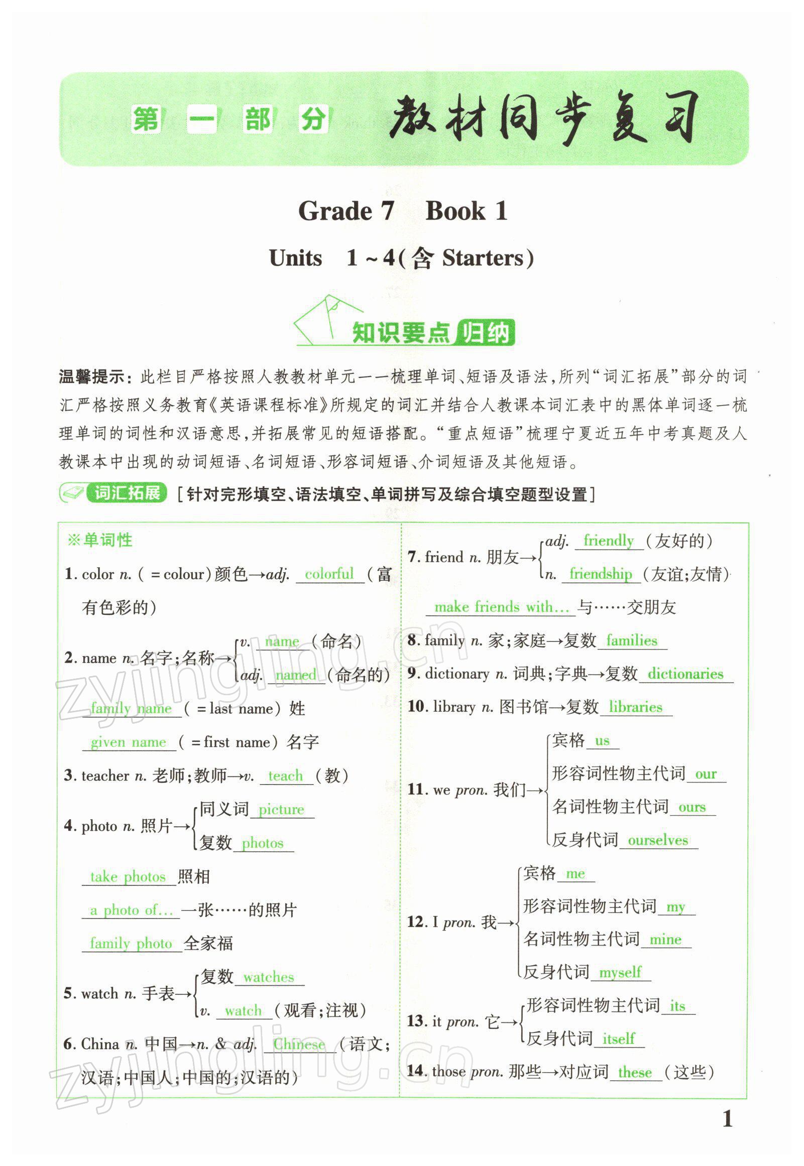 2022年中考新突破英語(yǔ)人教版寧夏專版 參考答案第1頁(yè)