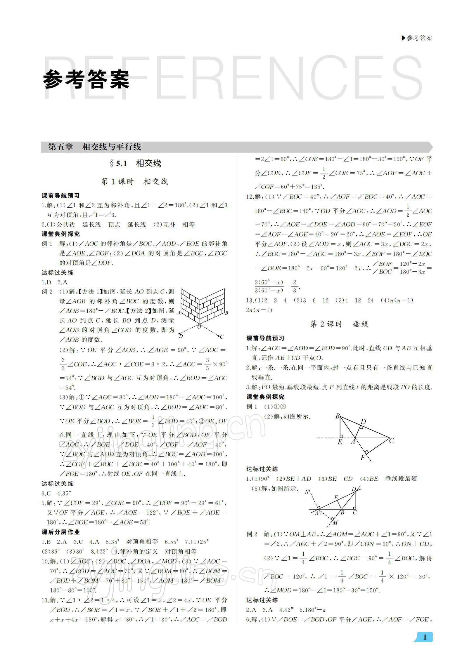 2022年超越训练七年级数学下册人教版 参考答案第1页