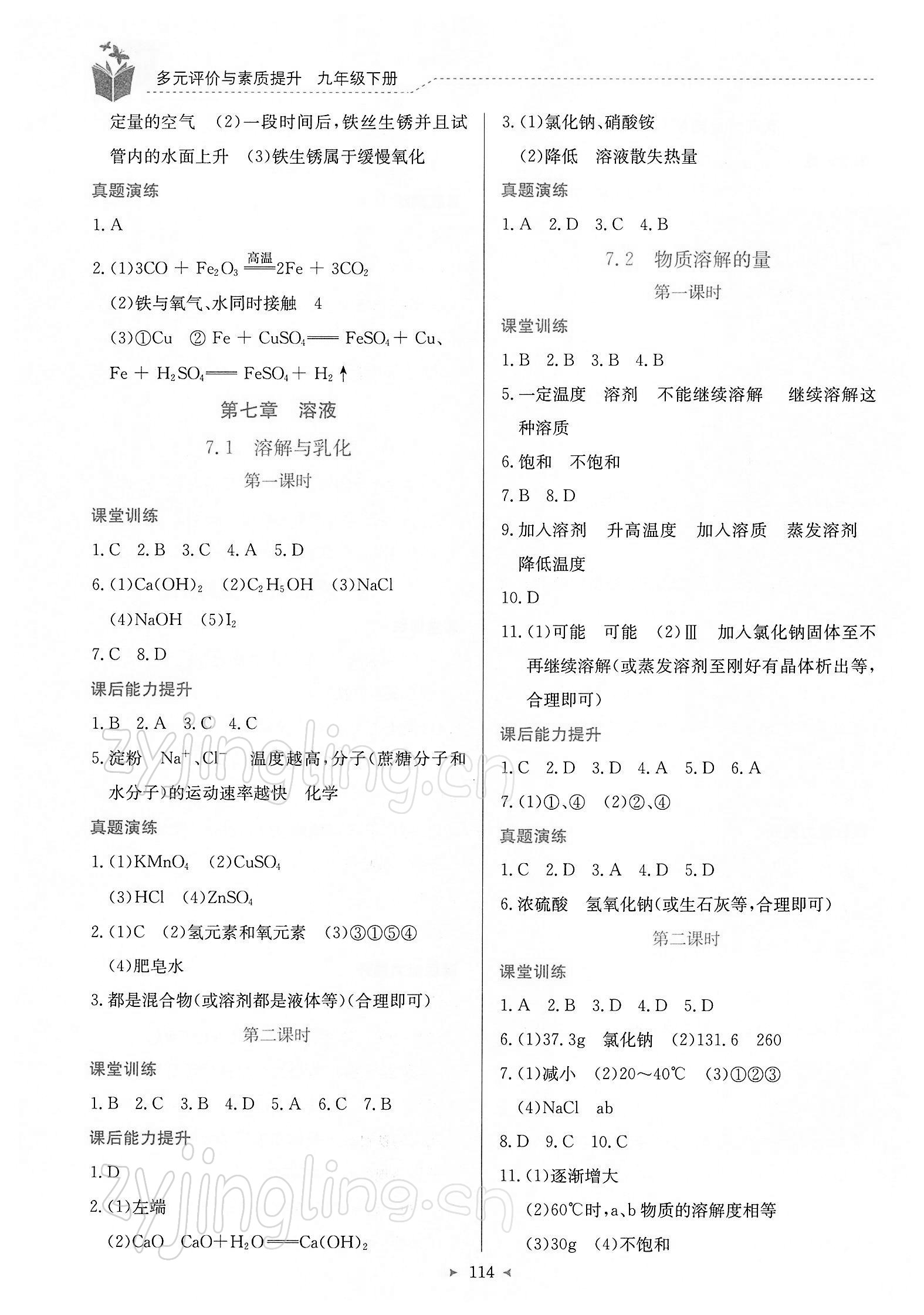 2022年多元評價與素質(zhì)提升九年級化學下冊科粵版 第4頁