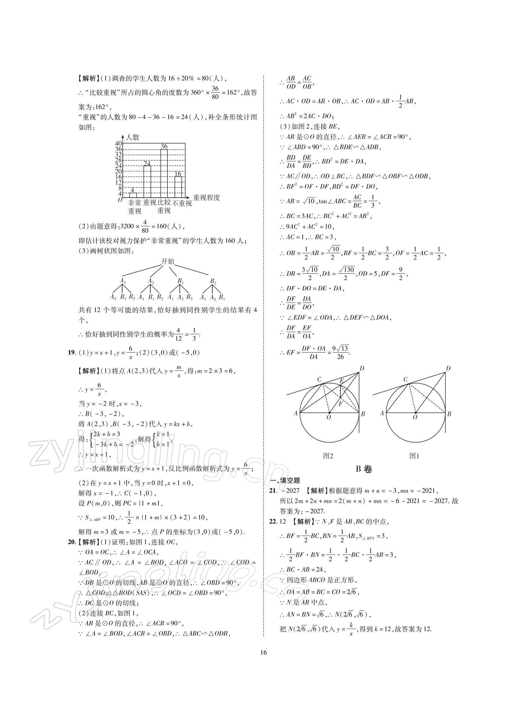 2022年名師經(jīng)典天府名卷數(shù)學(xué) 參考答案第16頁