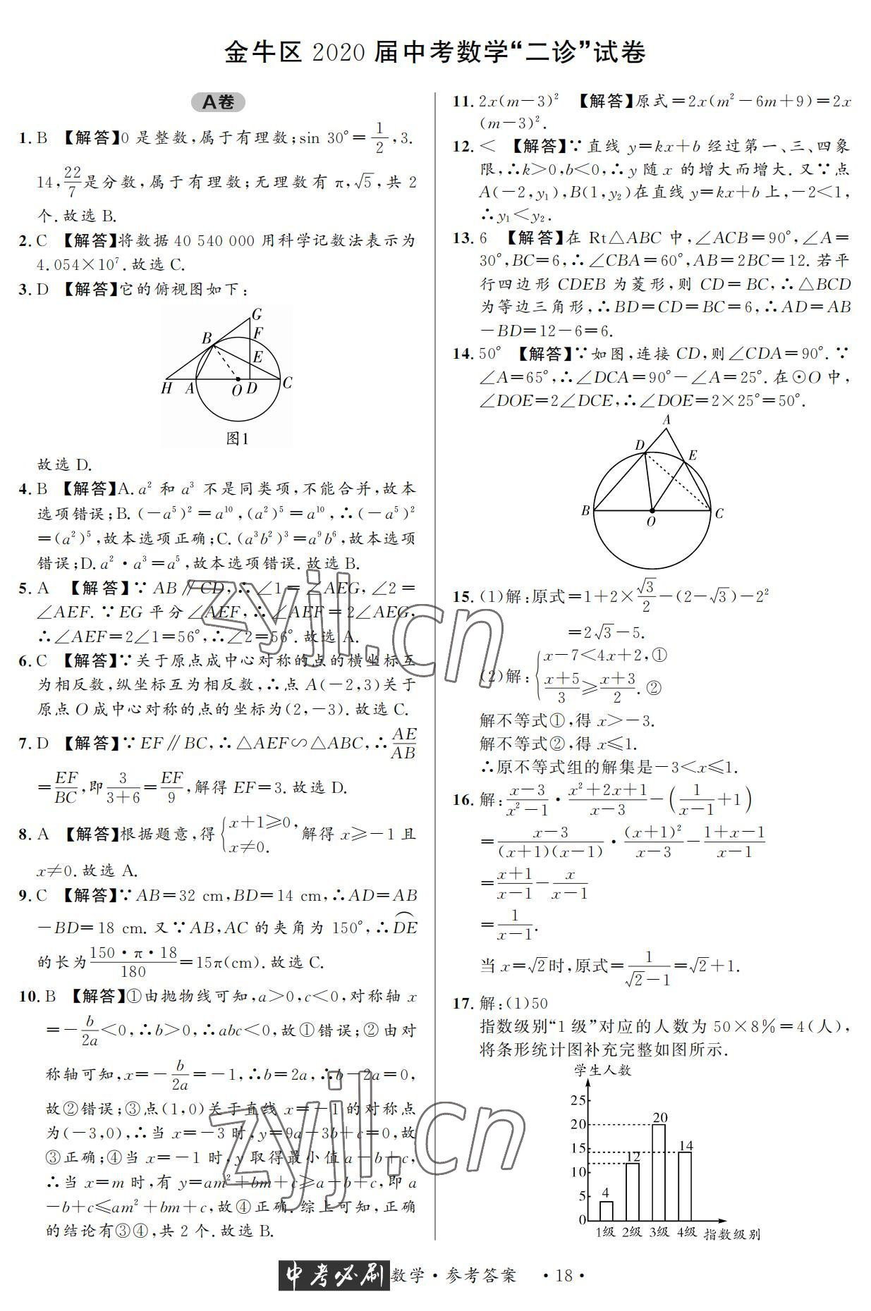 2022年中考必刷真题精选数学成都专版 参考答案第18页