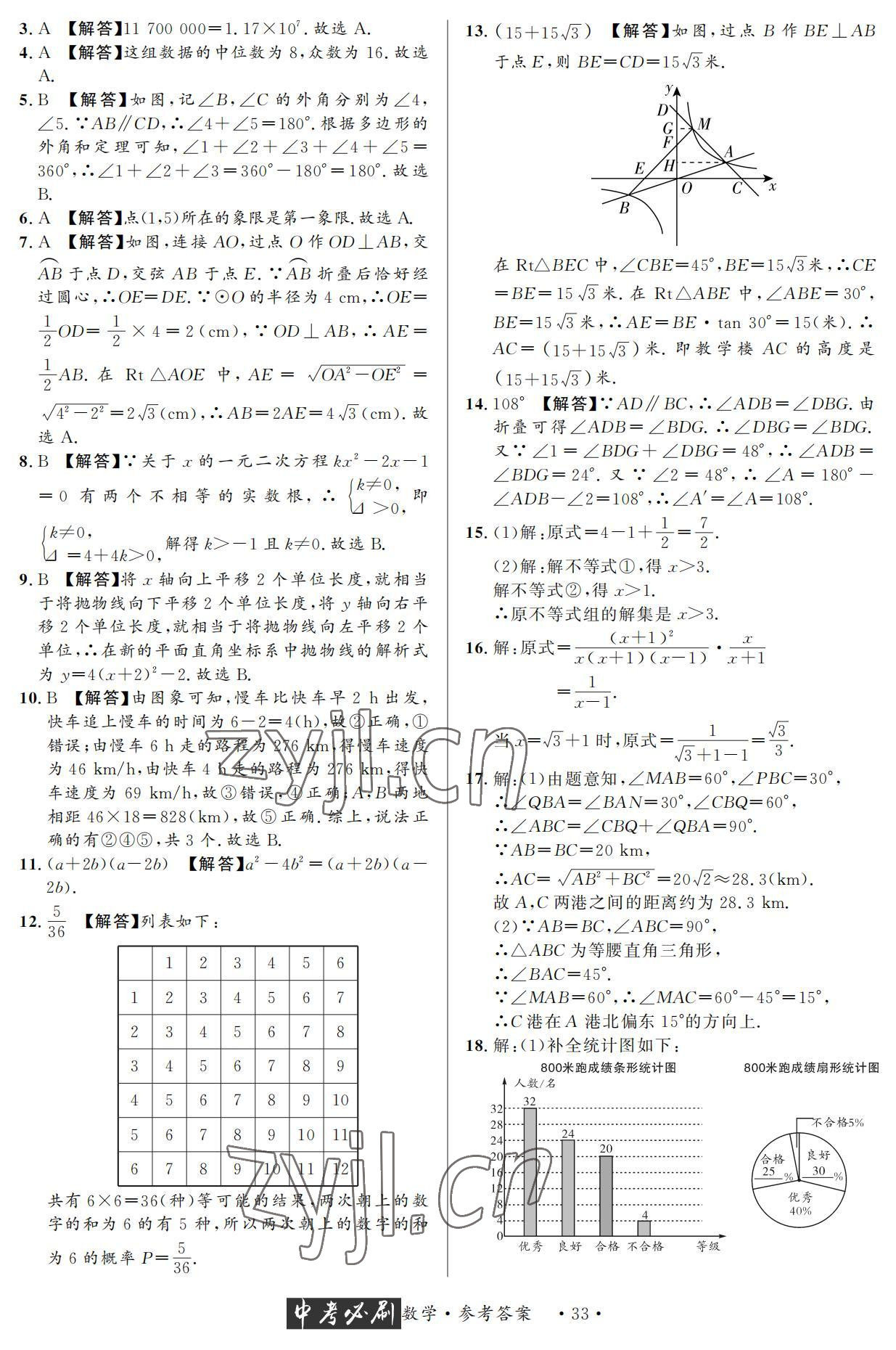 2022年中考必刷真题精选数学成都专版 参考答案第33页