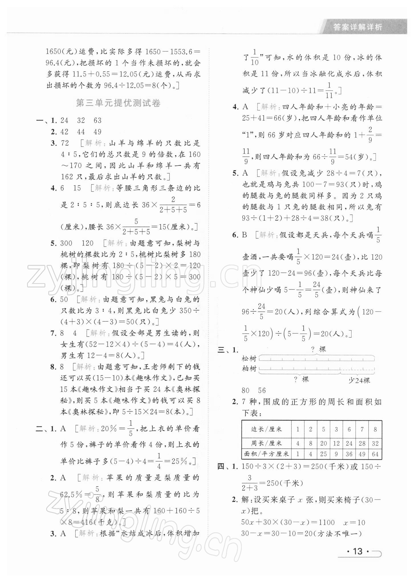 2022年亮點給力提優(yōu)課時作業(yè)本六年級數(shù)學下冊江蘇版 參考答案第13頁