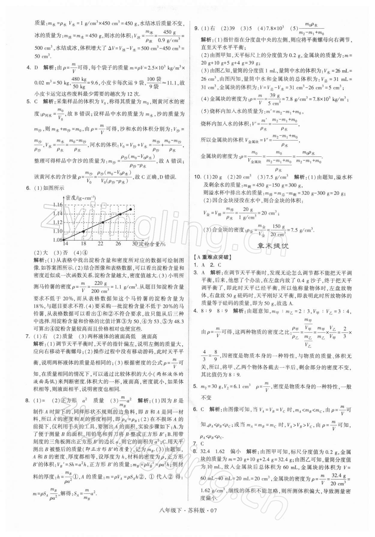 2022年学霸题中题八年级物理下册苏科版 参考答案第7页