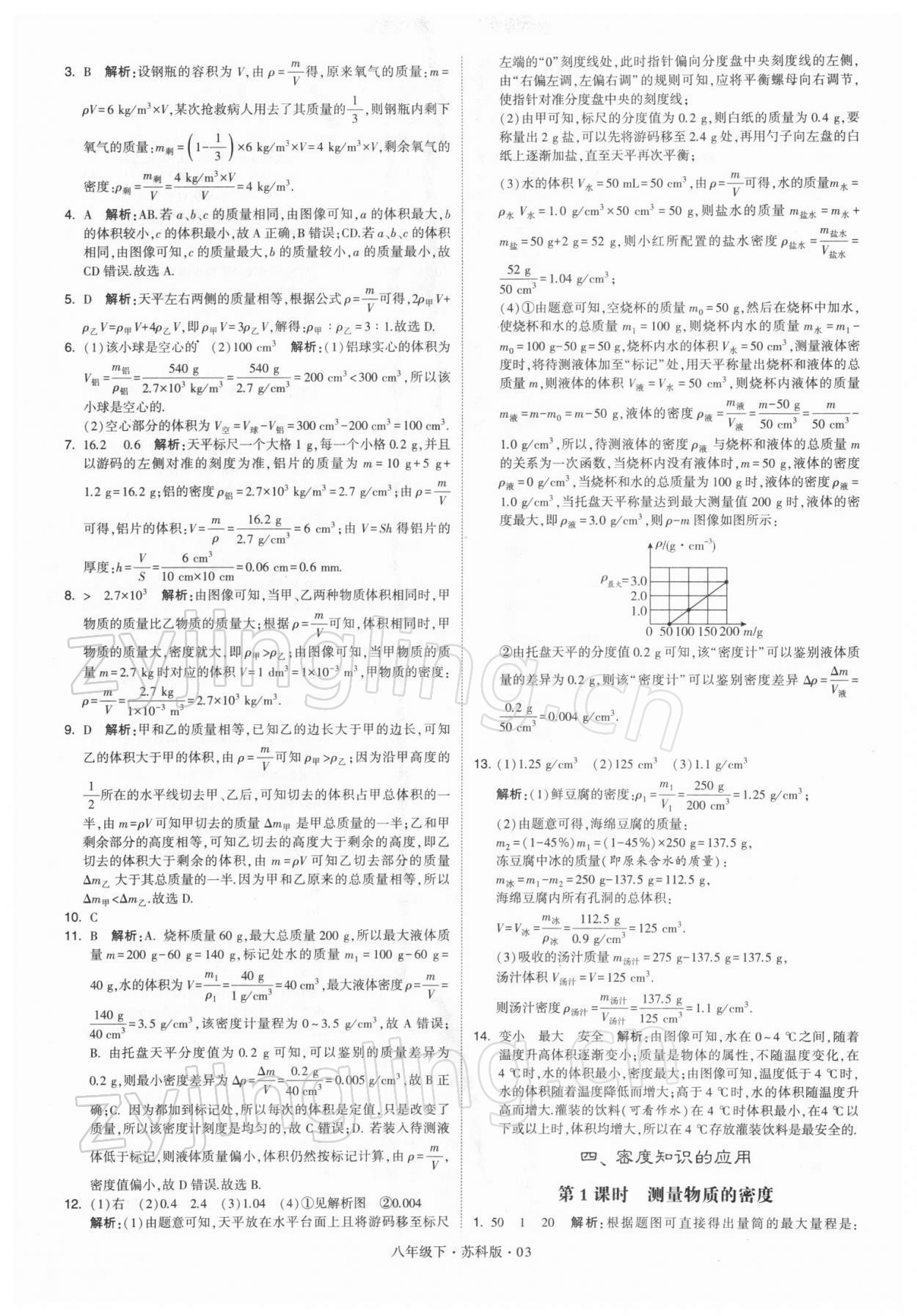 2022年學霸題中題八年級物理下冊蘇科版 參考答案第3頁