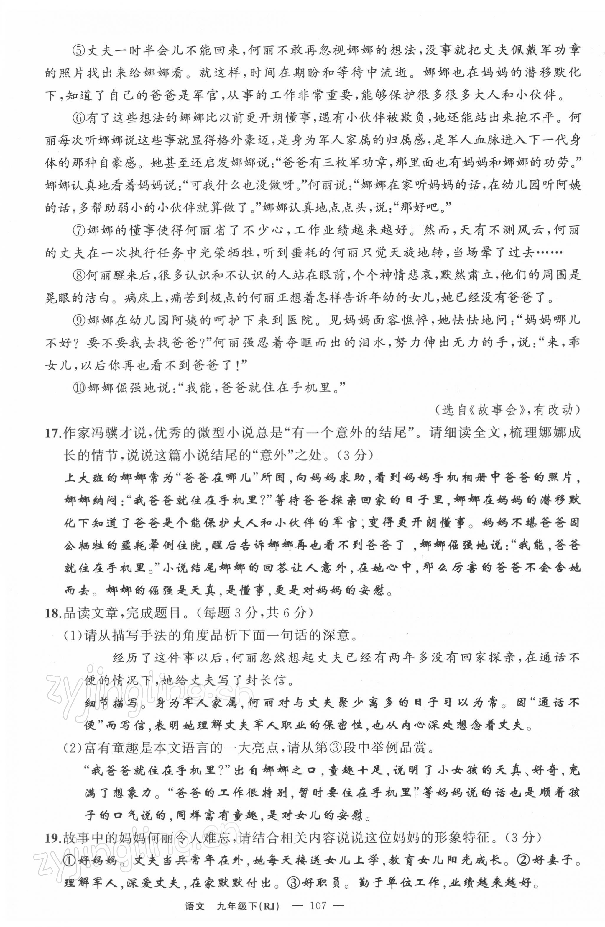 2022年四清導(dǎo)航九年級語文下冊人教版黃石專版 參考答案第30頁