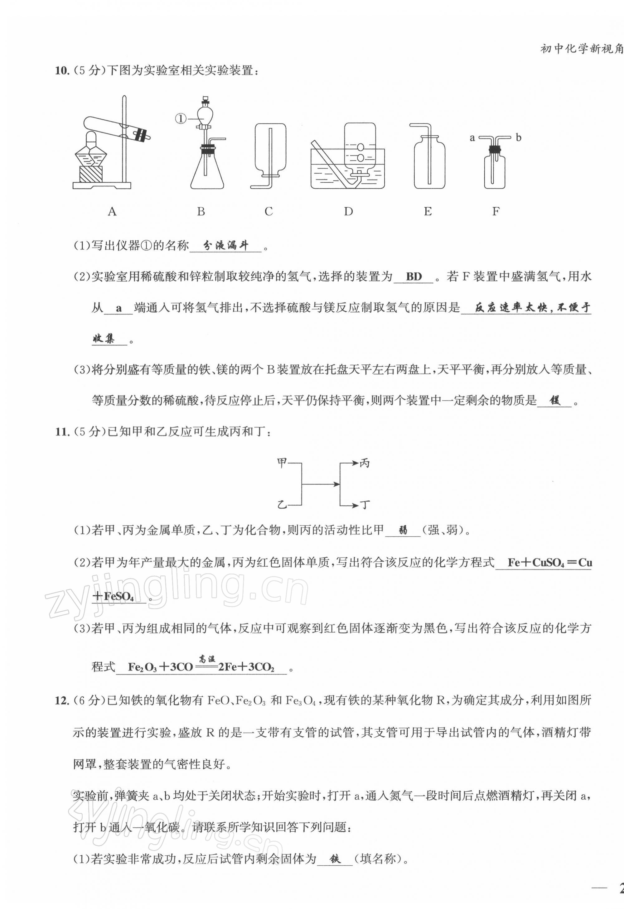 2022年新視角教輔系列叢書九年級化學(xué)下冊人教版 第3頁