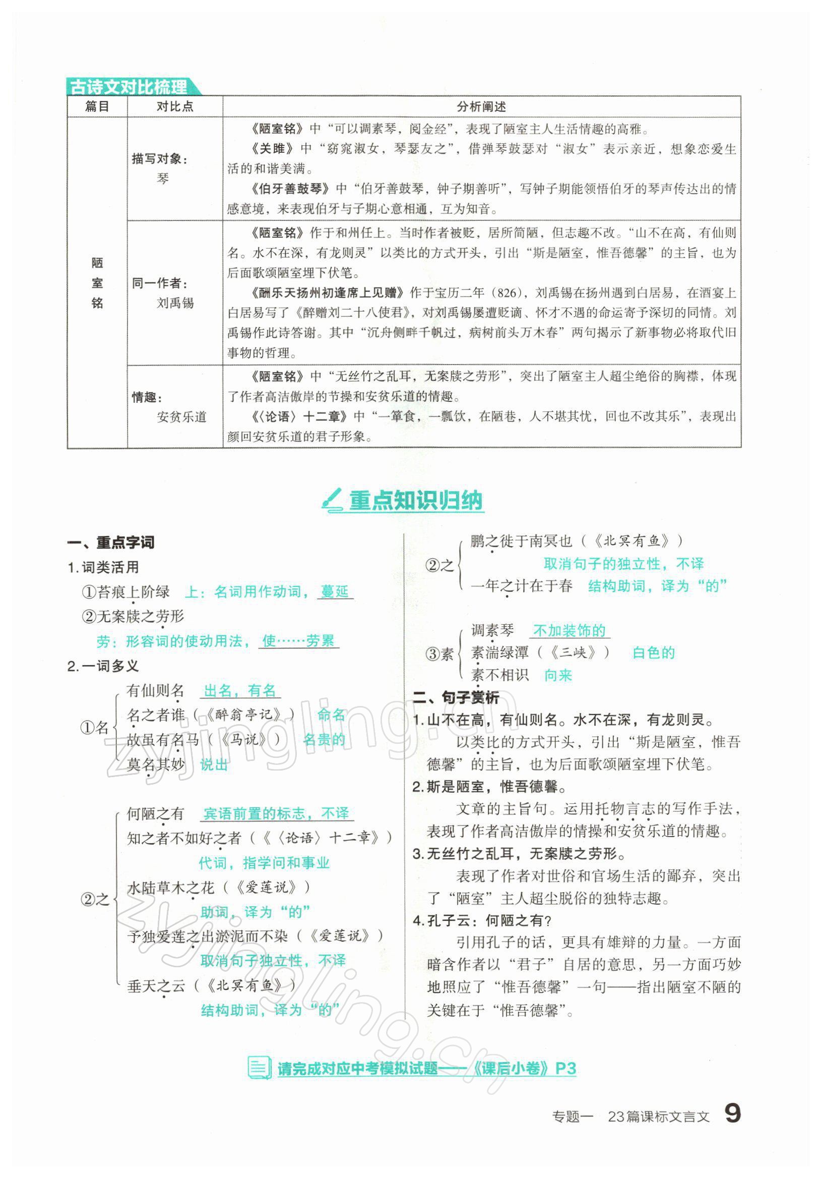 2022年滾動(dòng)遷移中考總復(fù)習(xí)語(yǔ)文山西專版 參考答案第13頁(yè)