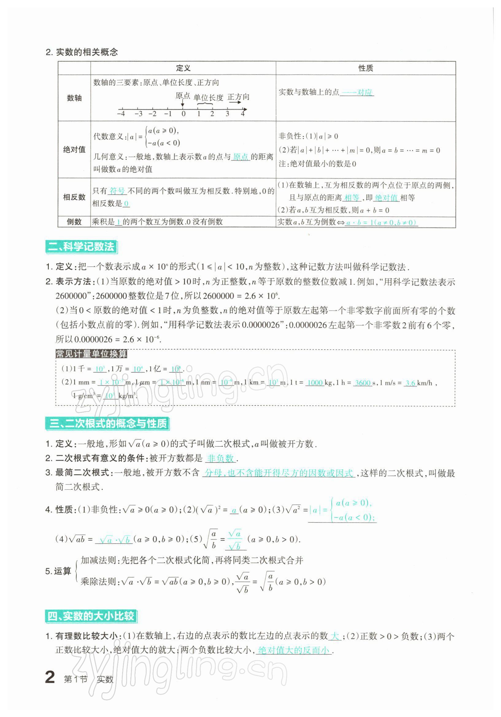 2022年滾動遷移中考總復(fù)習(xí)數(shù)學(xué)山西專版 參考答案第2頁