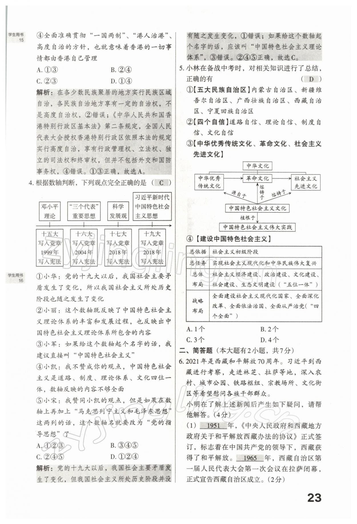 2022年滾動遷移中考總復(fù)習(xí)道德與法治山西專版 參考答案第50頁