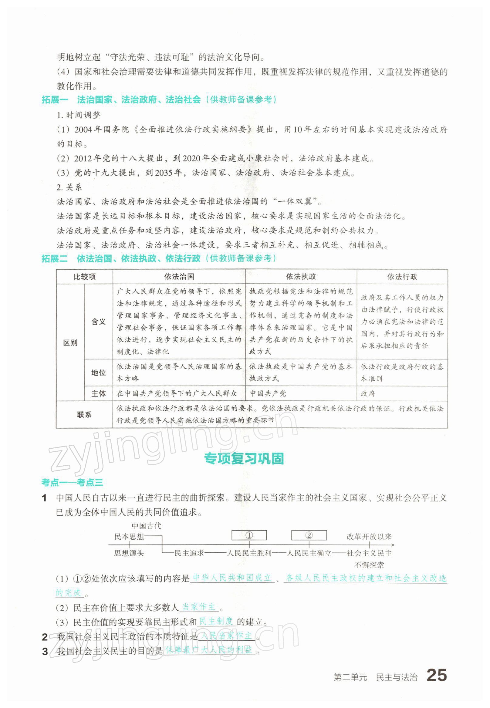 2022年滾動(dòng)遷移中考總復(fù)習(xí)道德與法治山西專版 參考答案第45頁