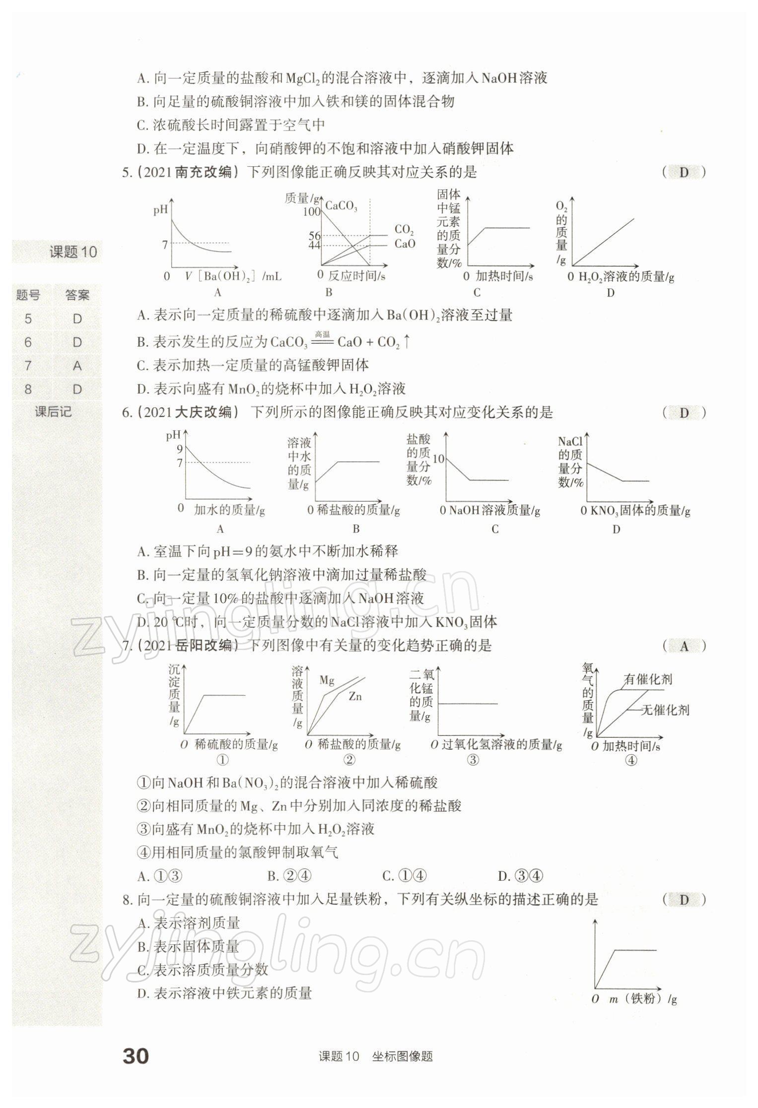 2022年滾動遷移中考總復(fù)習(xí)化學(xué)山西專版 參考答案第64頁