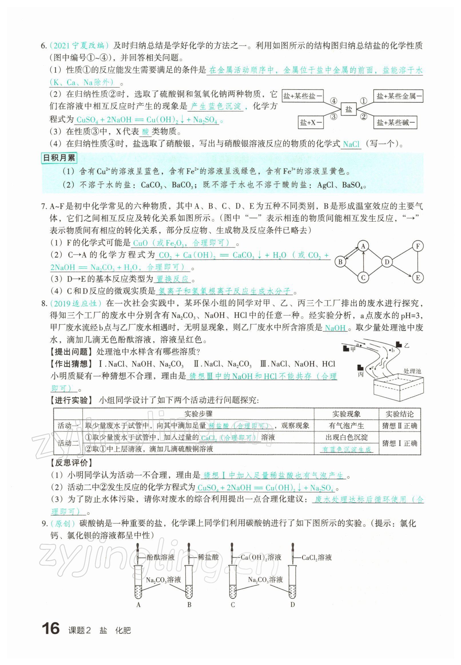 2022年滾動遷移中考總復習化學山西專版 參考答案第27頁