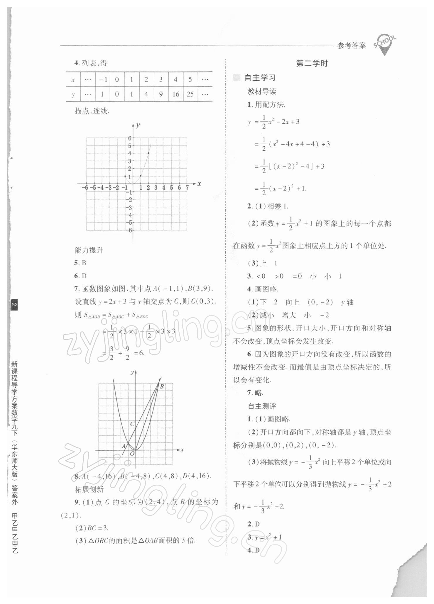 2022年新课程问题解决导学方案九年级数学下册华师大版 参考答案第3页