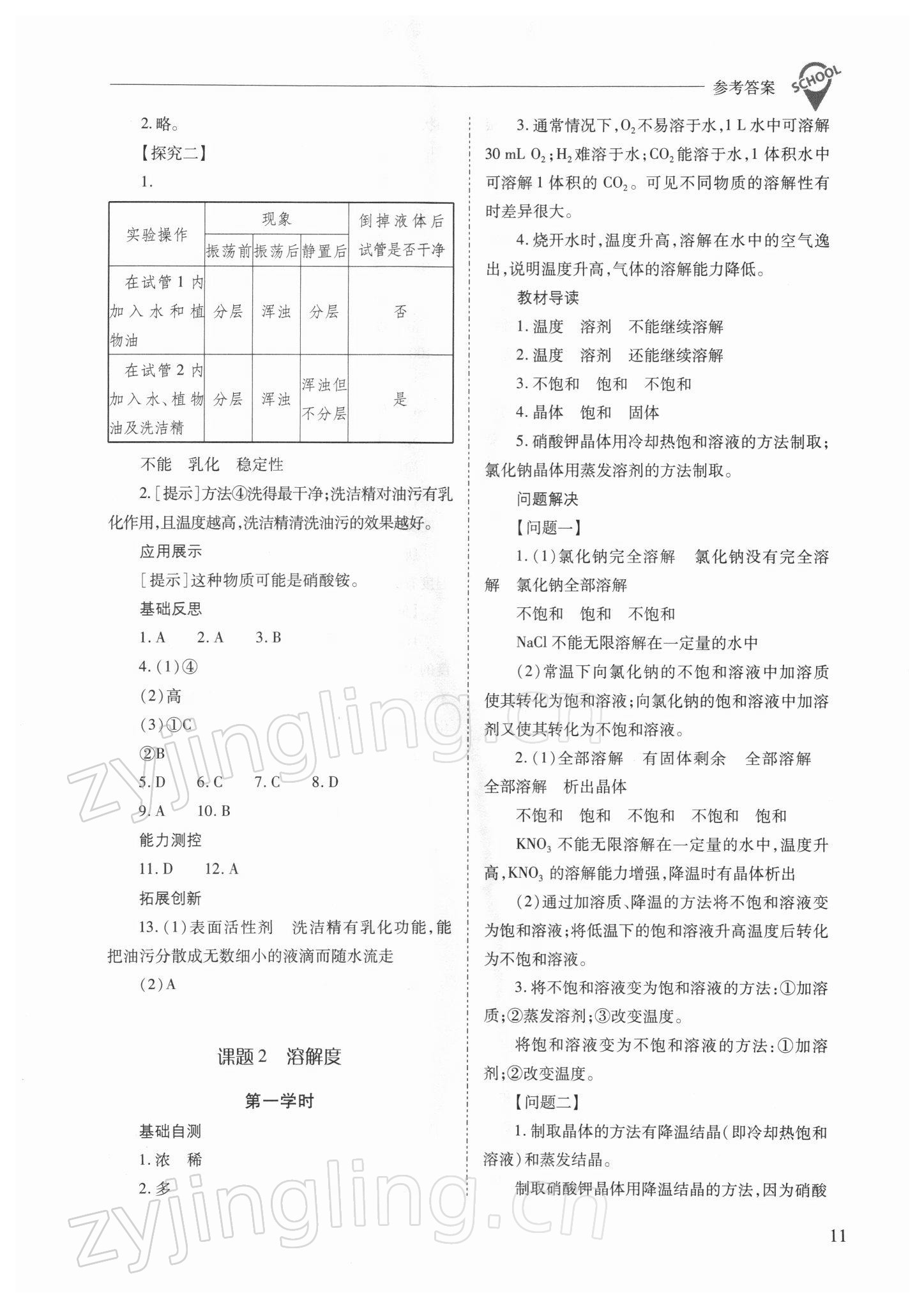 2022年新課程問題解決導(dǎo)學(xué)方案九年級(jí)化學(xué)下冊(cè)人教版 參考答案第11頁(yè)