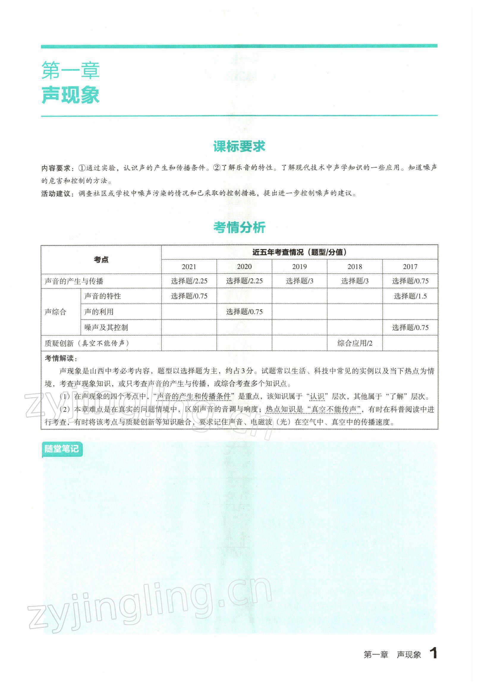 2022年滚动迁移中考总复习物理山西专版 参考答案第1页