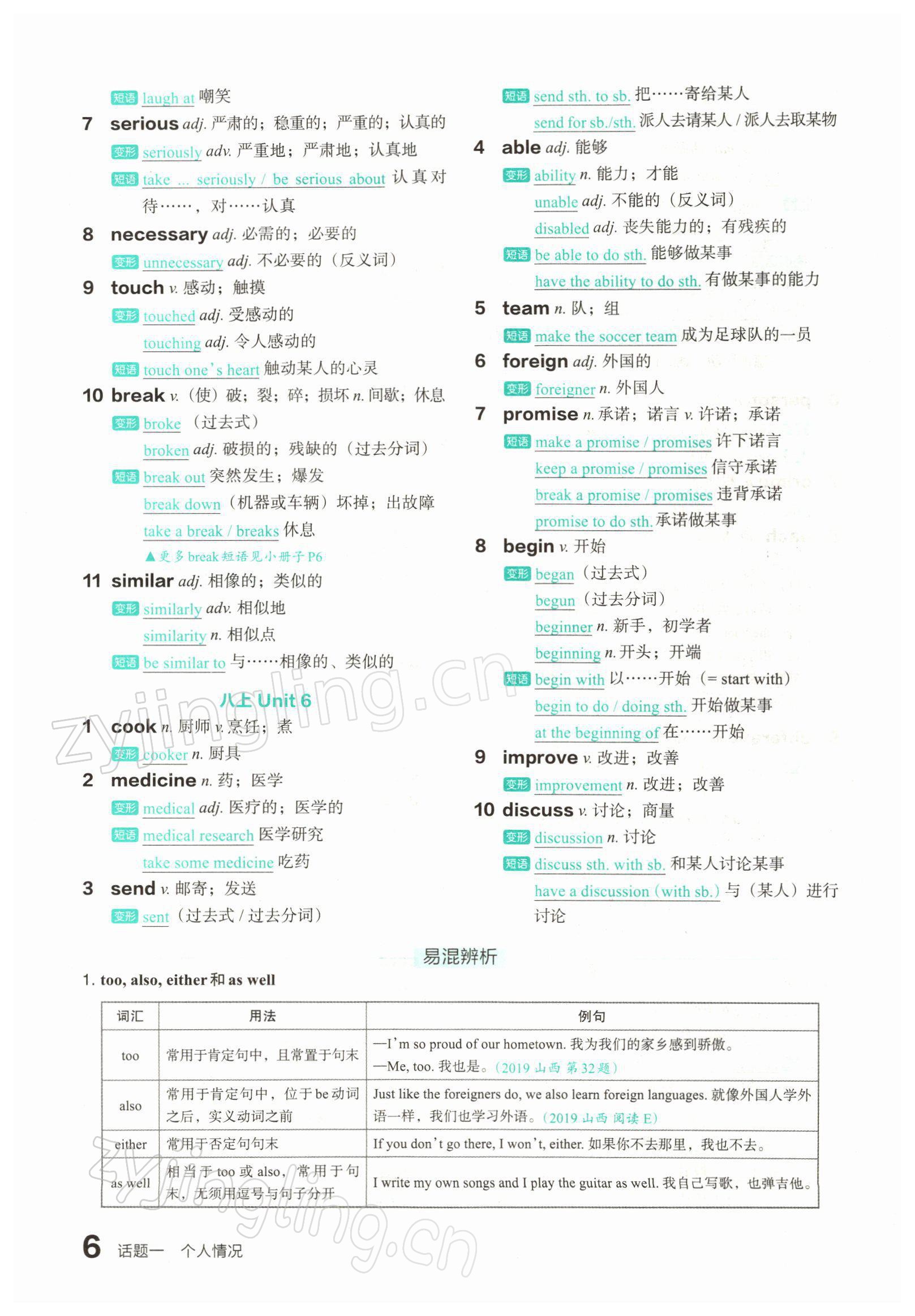 2022年滾動(dòng)遷移中考總復(fù)習(xí)英語山西專版 參考答案第7頁