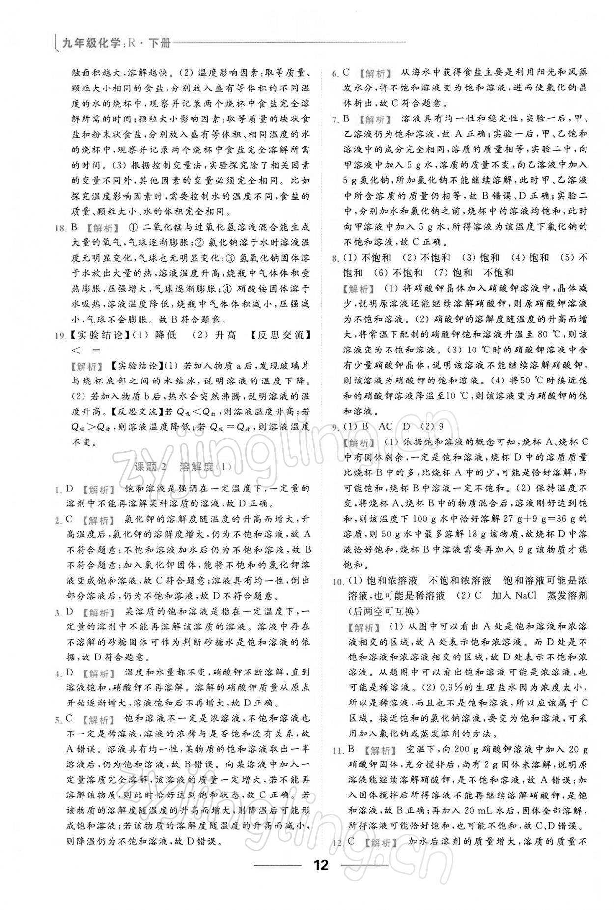 2022年亮點給力提優(yōu)課時作業(yè)本九年級化學下冊人教版 第12頁